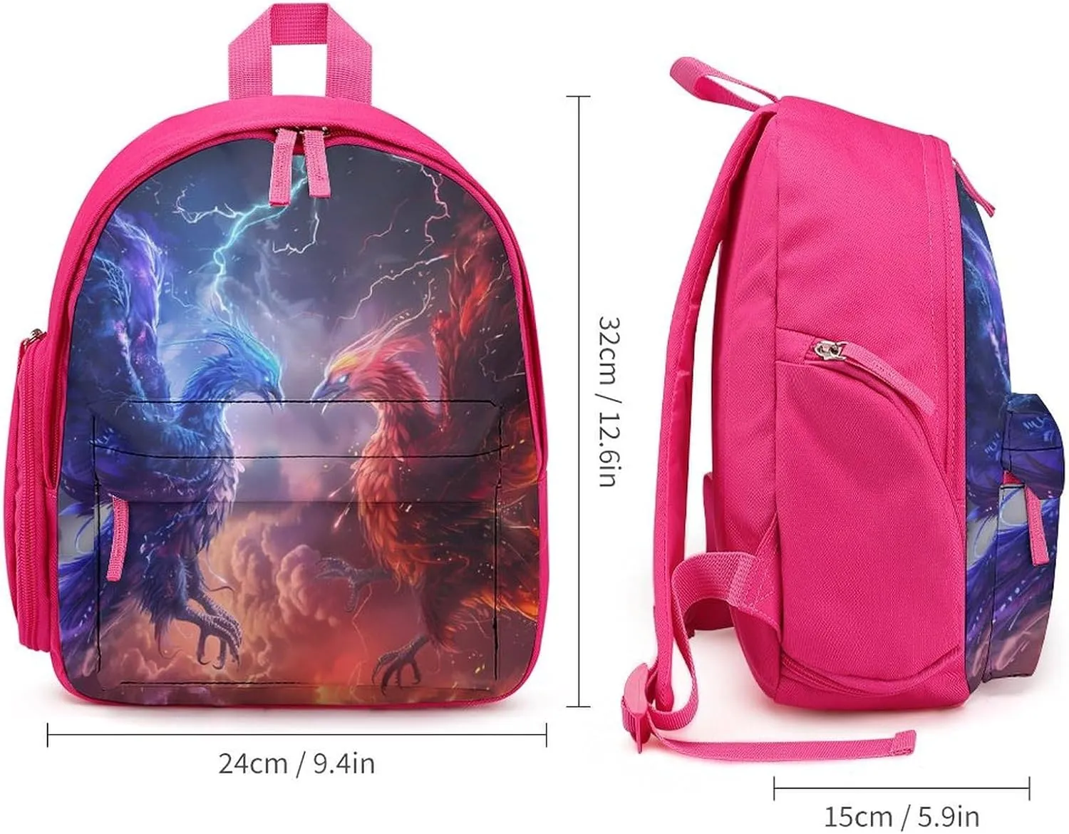 Battle of Phoenix Cool Thundering Backpack Lightweight Laptop Backpack Travel Daypack Business Work Bag for Men Women Pink-Color