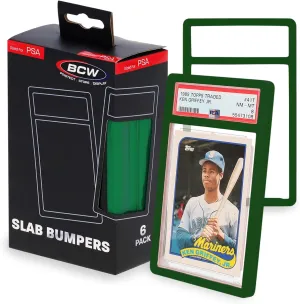 BCW Graded Card Slab Bumpers - Green | TPE Edge Protectors for PSA Slabs (2017–Current) | Secure Fit & Easy Grip | Pack of 6 Bumpers for PSA-Graded Card Cases | Collector-Grade Protection