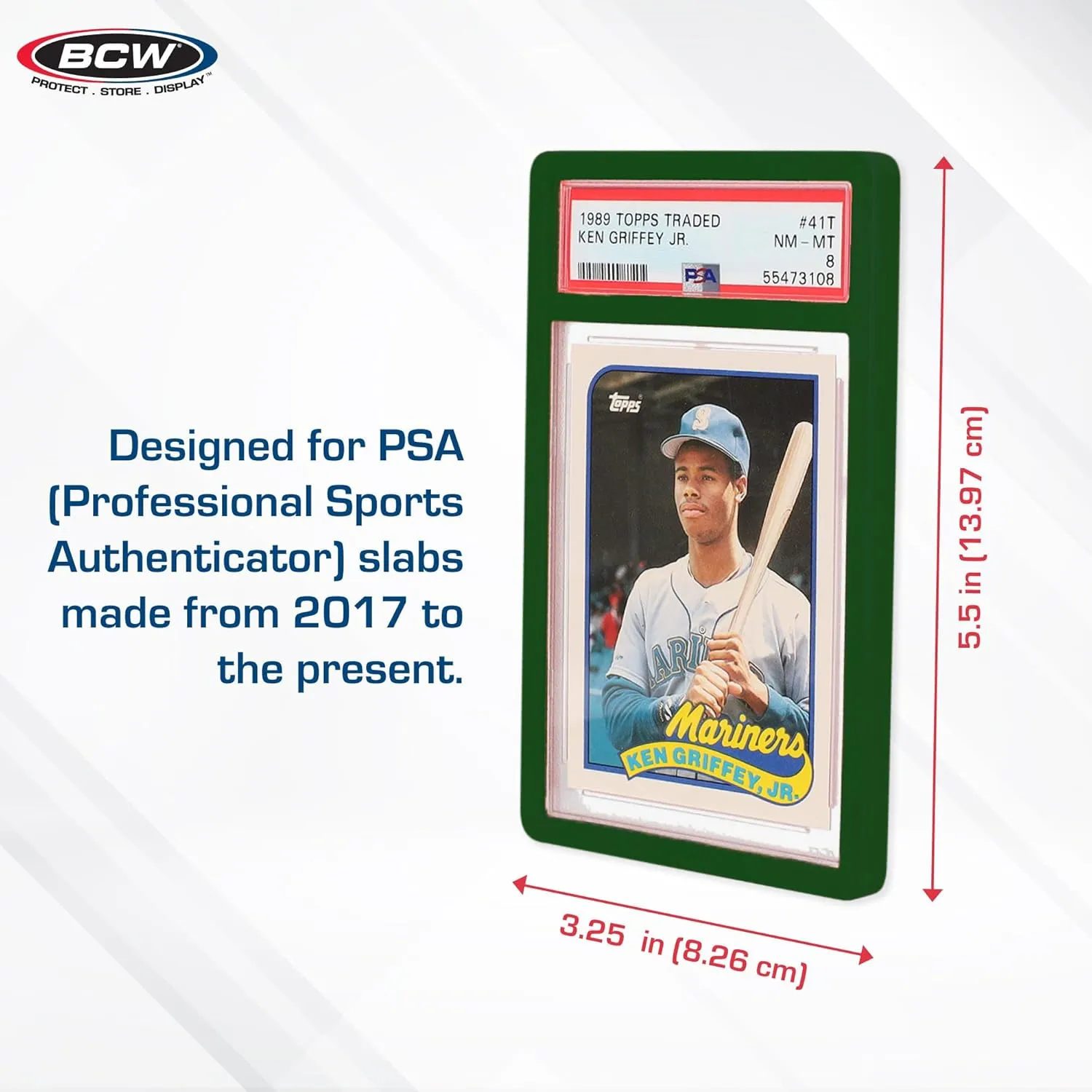 BCW Graded Card Slab Bumpers - Green | TPE Edge Protectors for PSA Slabs (2017–Current) | Secure Fit & Easy Grip | Pack of 6 Bumpers for PSA-Graded Card Cases | Collector-Grade Protection
