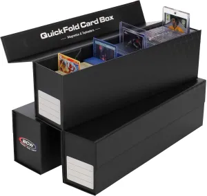BCW QuickFold Card Boxes - Toploader Storage | Fits 850-1200 Cards Each | Magnetic Closure, Easy Assemble - 3 Pack