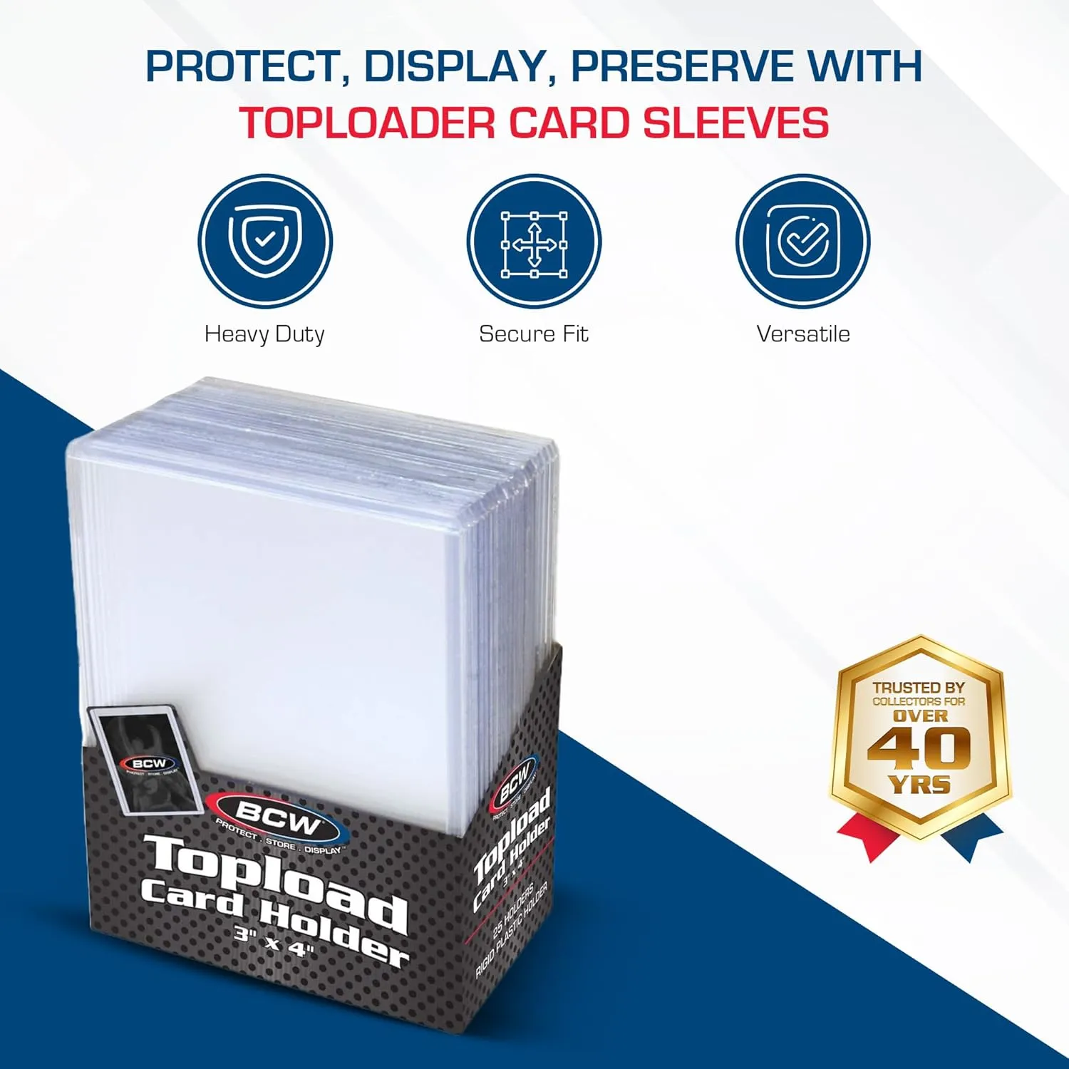 BCW Topload Card Holder - Standard - 150ct| Rigid PVC Trading Card Protectors, Holds Cards Up to 20pts