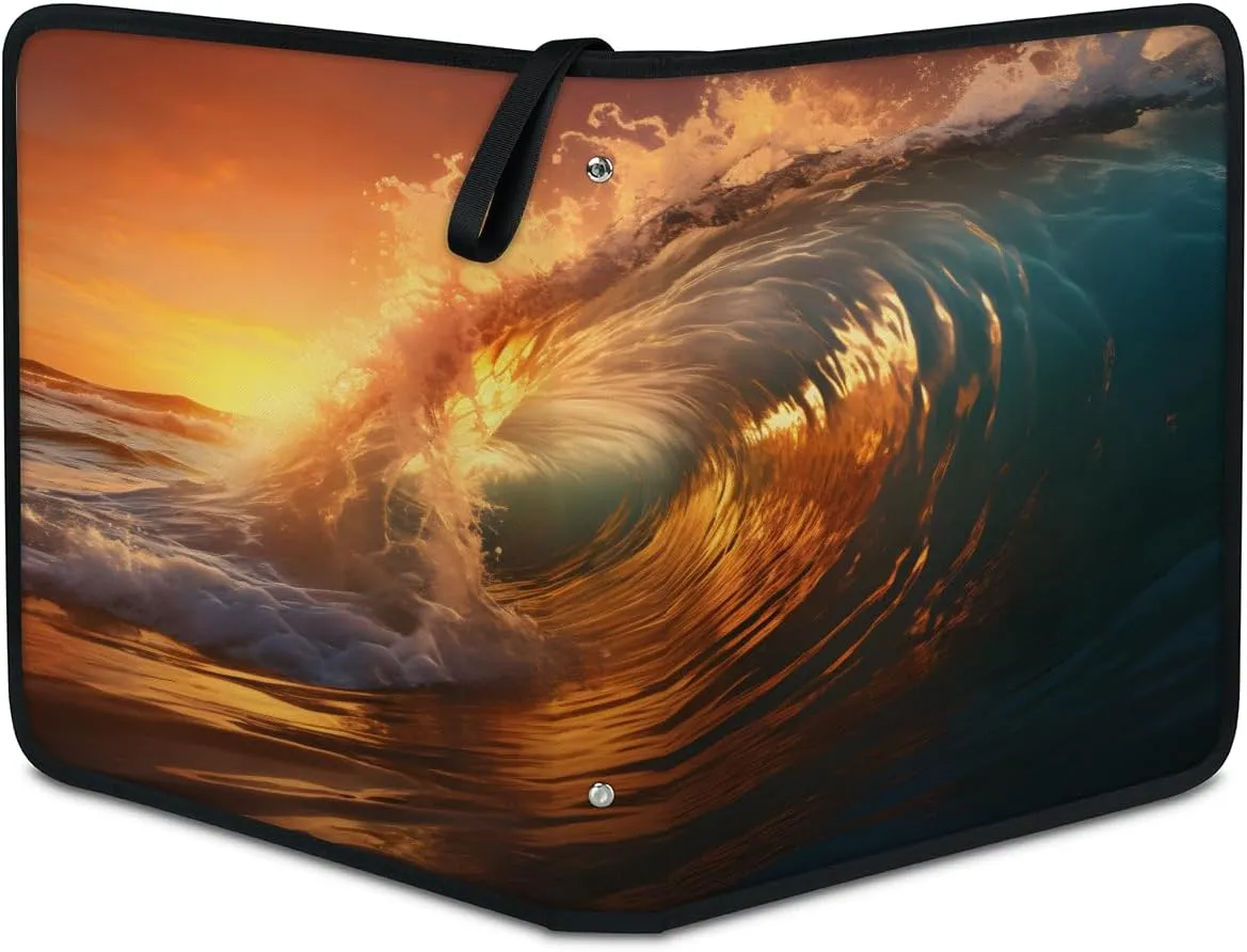 Beach Sunset 3 Ring Trading Zipper Binder Strap, Trading Card Binder 4 Pocket, 400 Pockets Card Holder with 50 Removable Sleeves for Game Cards