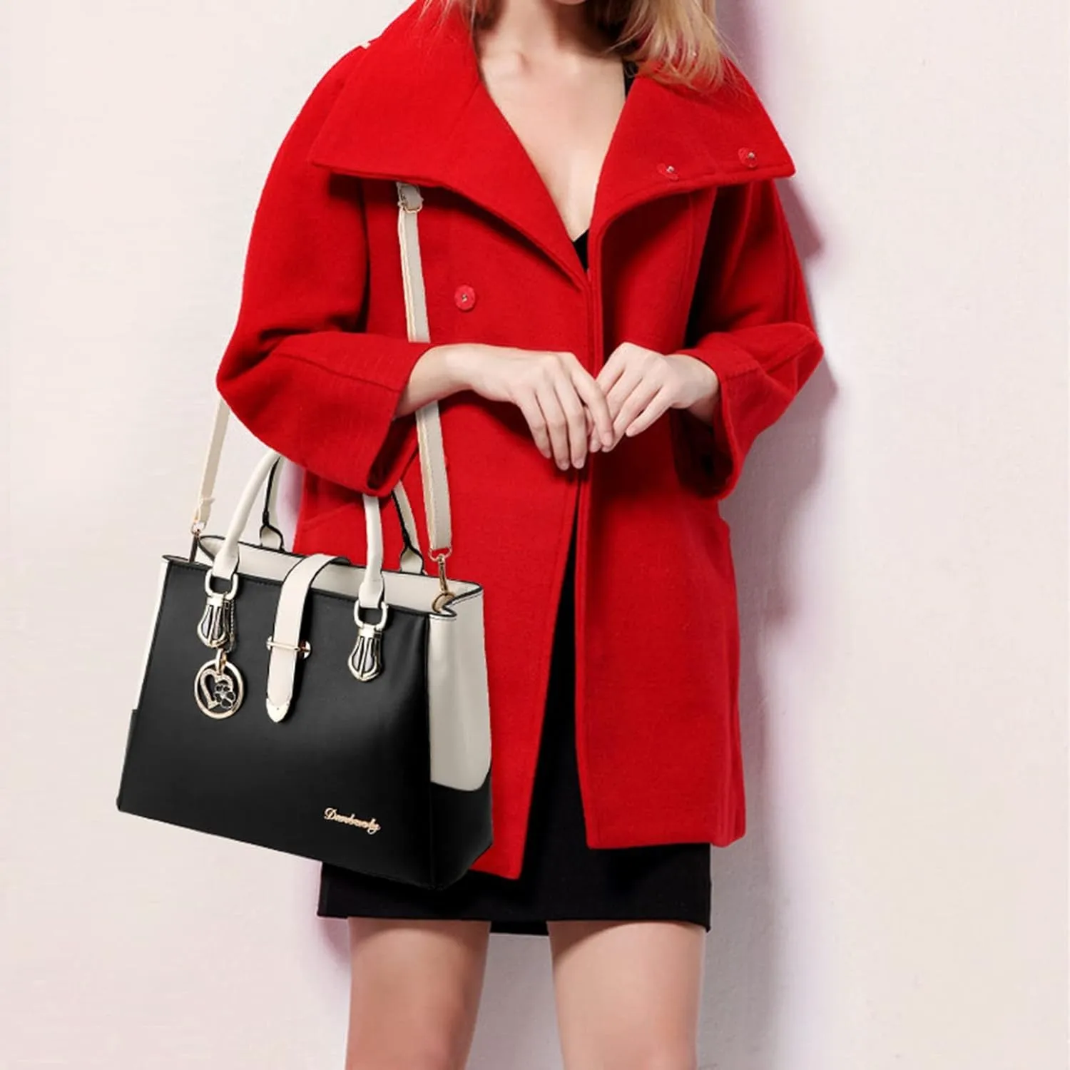 Beach Tote Bag 4 Packet Leather Solid Color Handbags Shoulder Bags Crossbody Hobo Bags Card Purse Work Travel Essential J