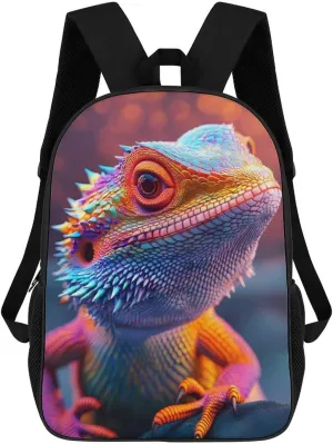 Bearded Dragon Lizard Reptile 17 Inch Shoulder Backpack Fashion Laptop Bag Travel Daypack for Camping Hiking