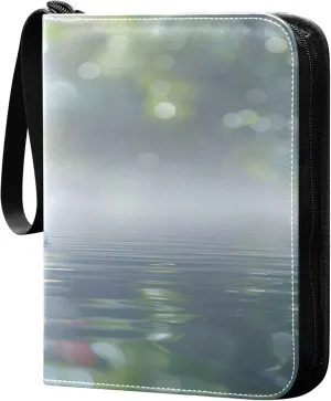 Beautiful Stones and Water Card Binder 4 Pocket Collectible Trading Card Albums with 50 Sleeves Double Side PU Waterproof 3 Ring for Sports & Game Cards