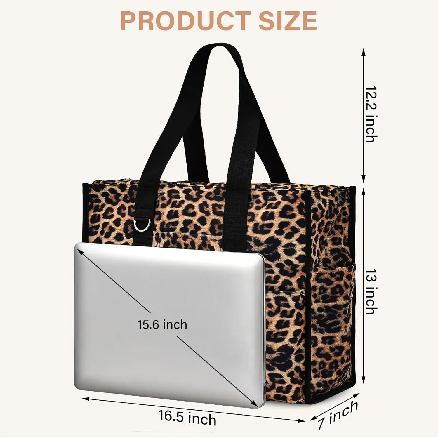 Becokan Large Tote Bag for Women Waterproof with 12 Pockets Top Zipper Closure Utility Teacher Nurse Bags for Work School