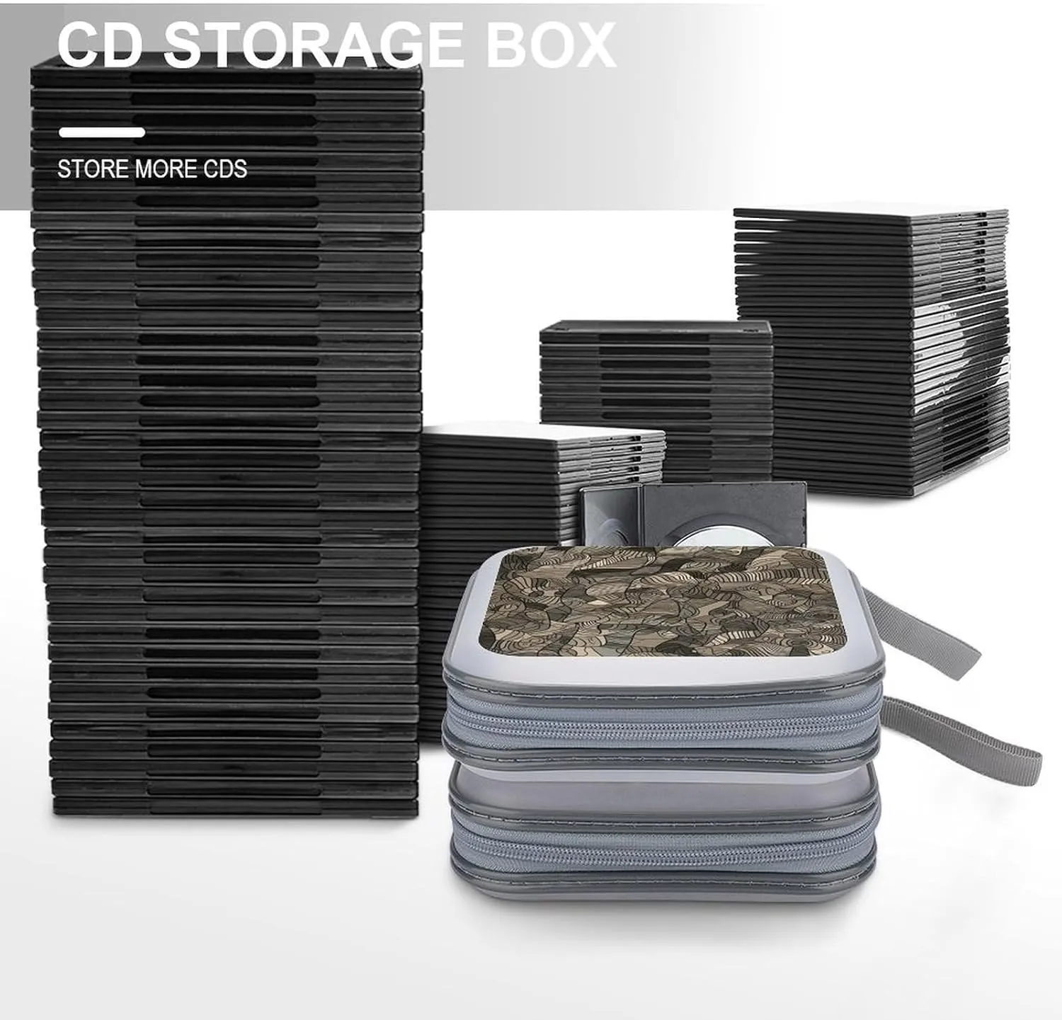 Beige Block Pattern Portable CD Case Holder,DVD Wallet Holder 40 Capacity CD Cases Storage DVD Book Binder for Car Home Travel