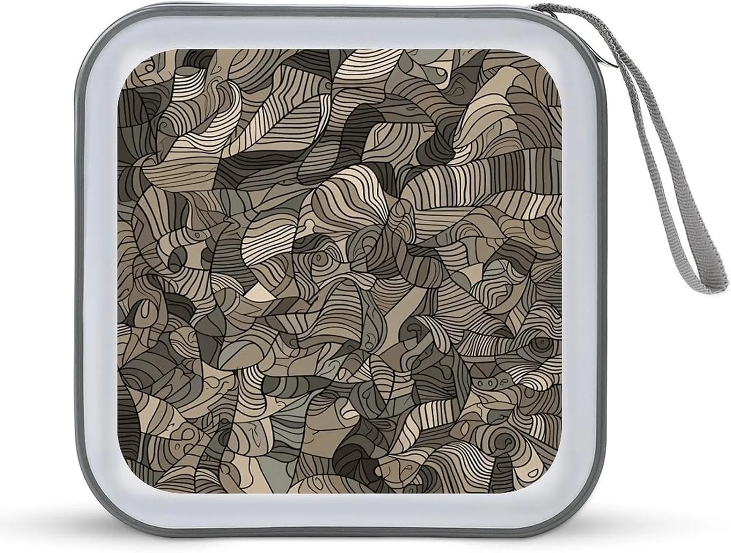 Beige Block Pattern Portable CD Case Holder,DVD Wallet Holder 40 Capacity CD Cases Storage DVD Book Binder for Car Home Travel