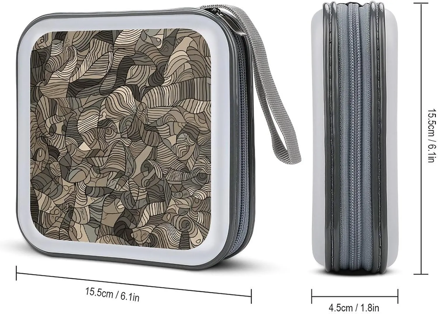 Beige Block Pattern Portable CD Case Holder,DVD Wallet Holder 40 Capacity CD Cases Storage DVD Book Binder for Car Home Travel