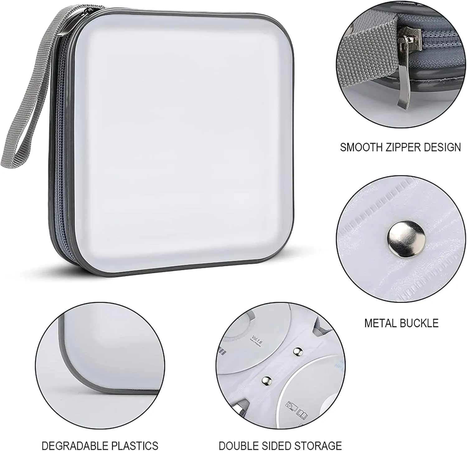 Beige Block Pattern Portable CD Case Holder,DVD Wallet Holder 40 Capacity CD Cases Storage DVD Book Binder for Car Home Travel