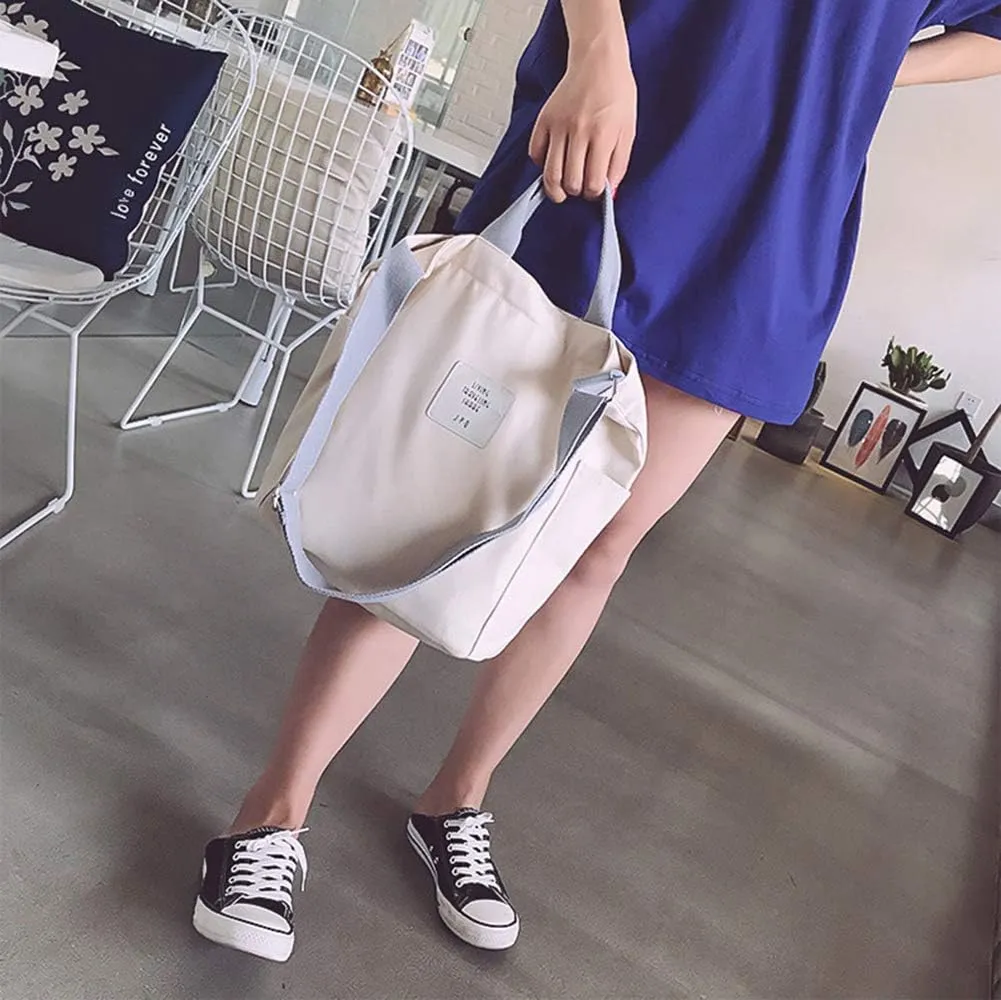Belsmi Shoulder Bag Canvas Totes Bag Cotton Shopping Crossbody Travel Weekend Handbag Work Bag