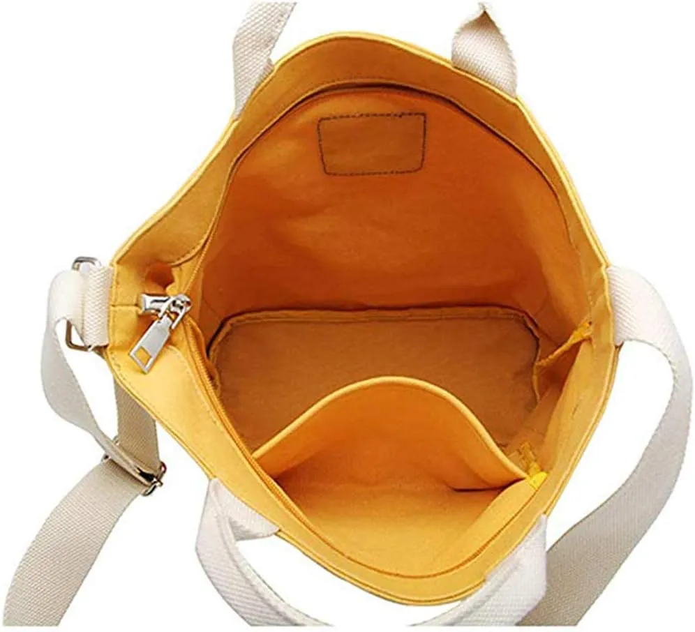 Belsmi Shoulder Bag Canvas Totes Bag Cotton Shopping Crossbody Travel Weekend Handbag Work Bag