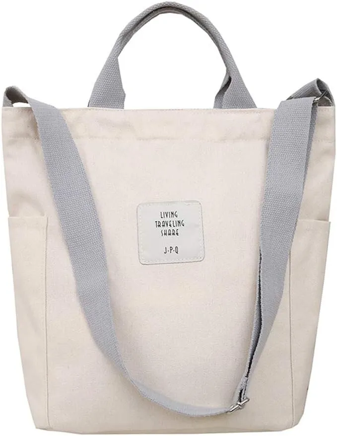 Belsmi Shoulder Bag Canvas Totes Bag Cotton Shopping Crossbody Travel Weekend Handbag Work Bag