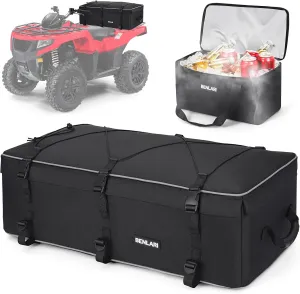 Benlari ATV Gear Bag, ATV Storage Bags for Front Rear Rack, Upgraded Double-Layer Waterproof Design ATV Cargo Bag with Cooler Bag Compatible with Polaris Sportsman Fourtrax Kawasaki Arctic Cat