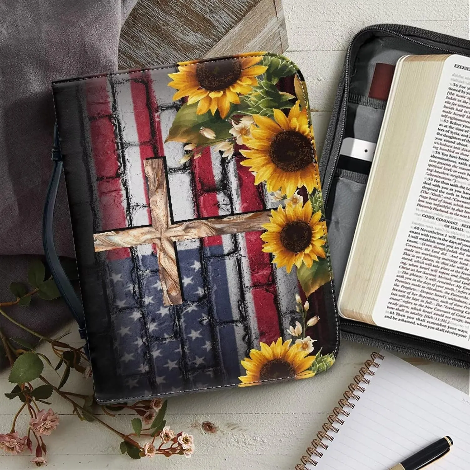 Bible Case for Women, Carrying Case With Handle and Zipper Pocket, Covers, Bags, Totes and Accessories