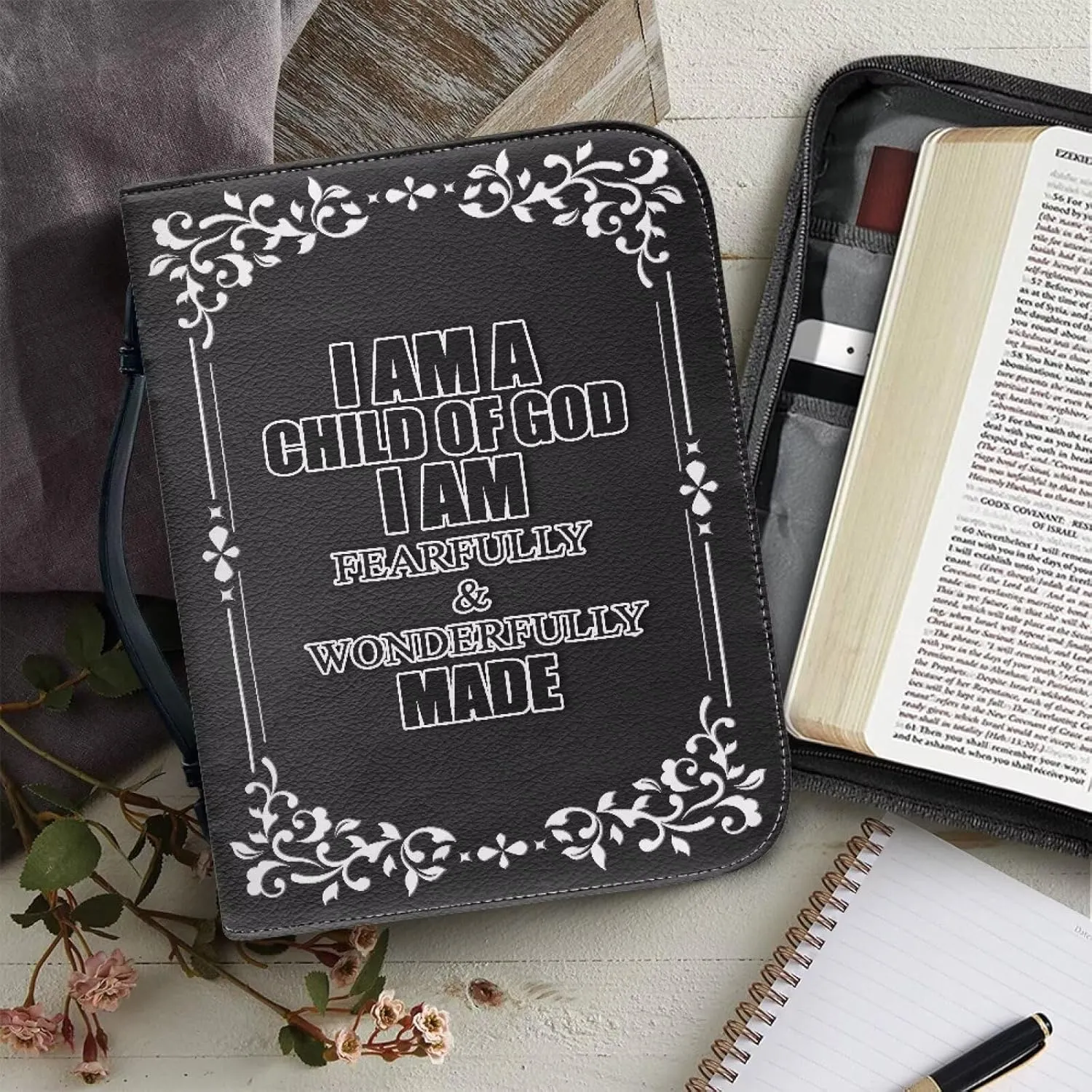 Bible Covers for Men and Women, Multi Pockets Bible Bag Tote for Girls with Handle, Durable Scripture Bag