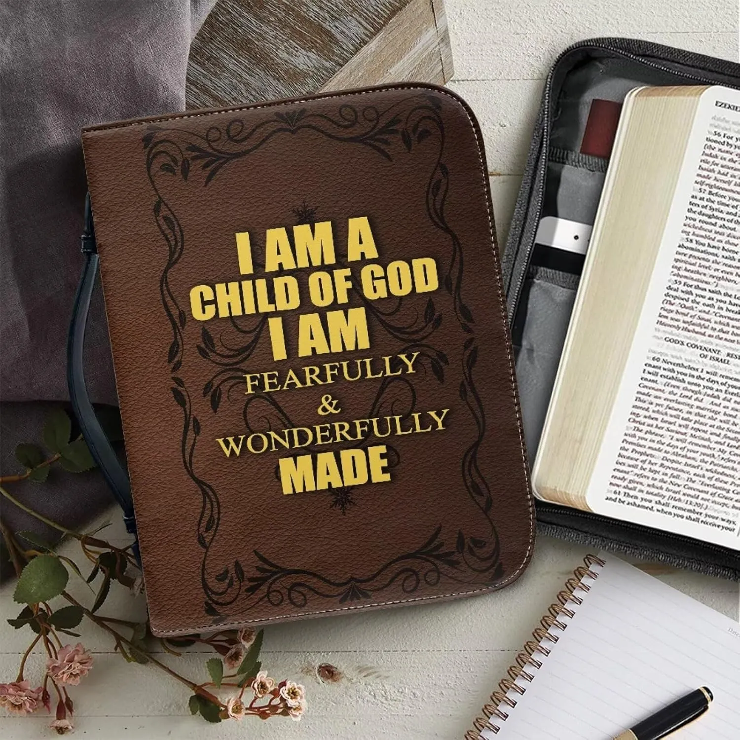Bible Covers for Men and Women, Multi Pockets Bible Bag Tote for Girls with Handle, Durable Scripture Bag