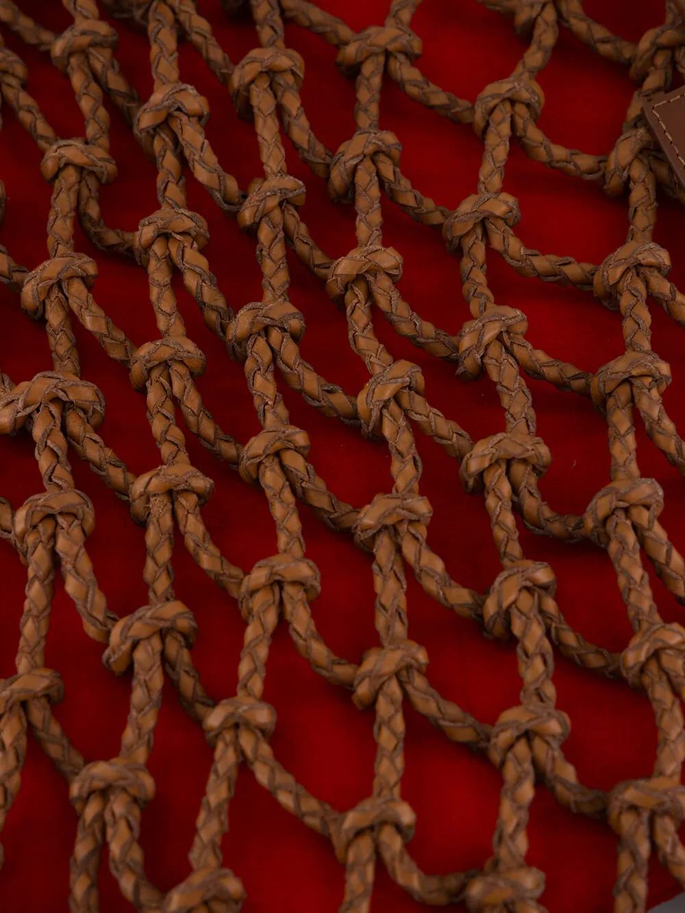 Big Marble Red Dahlia Leather Macramé Maxi Purse