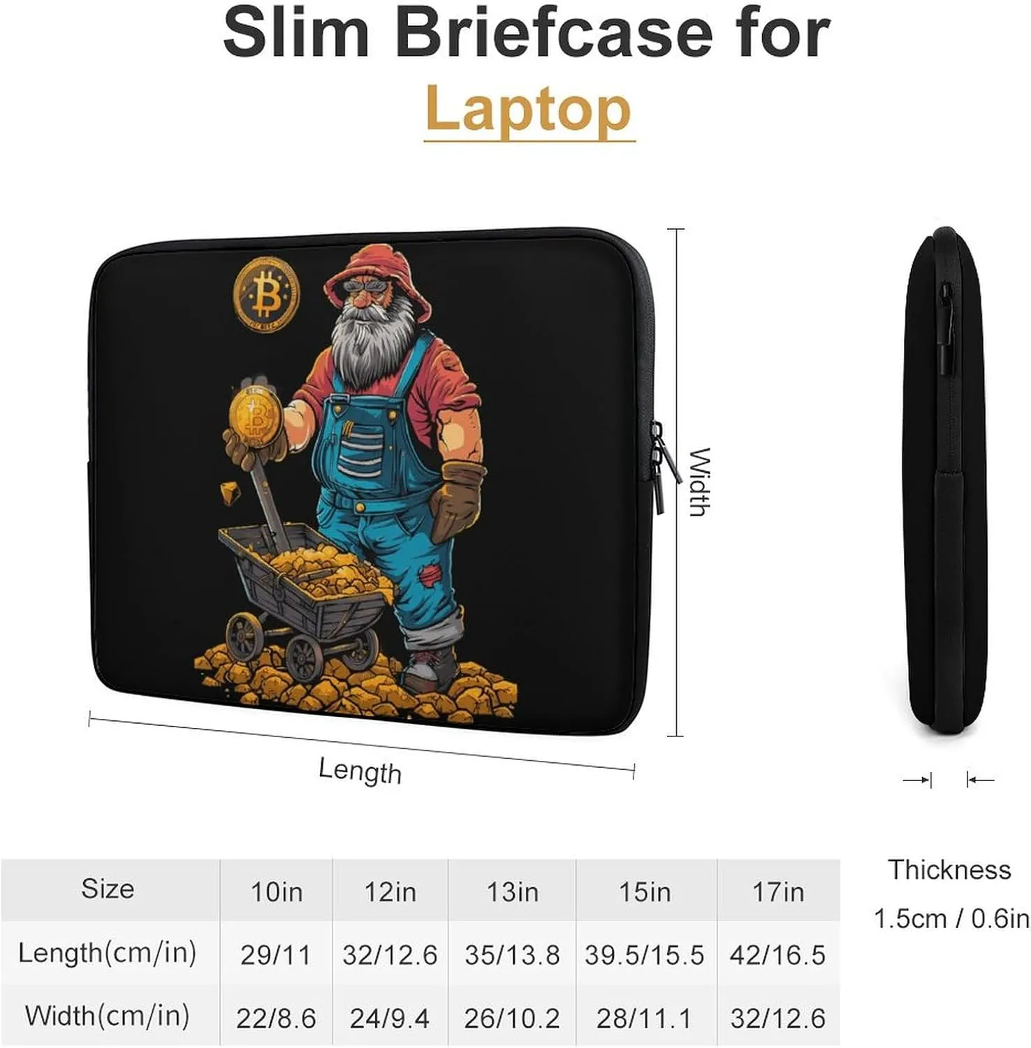 Bitcoin Miner Funny Laptop Sleeve Case Lightweight Computer Carrying Bag Briefcase 10 Inch/12 Inch/ 13 Inch/15 Inch/17 Inch