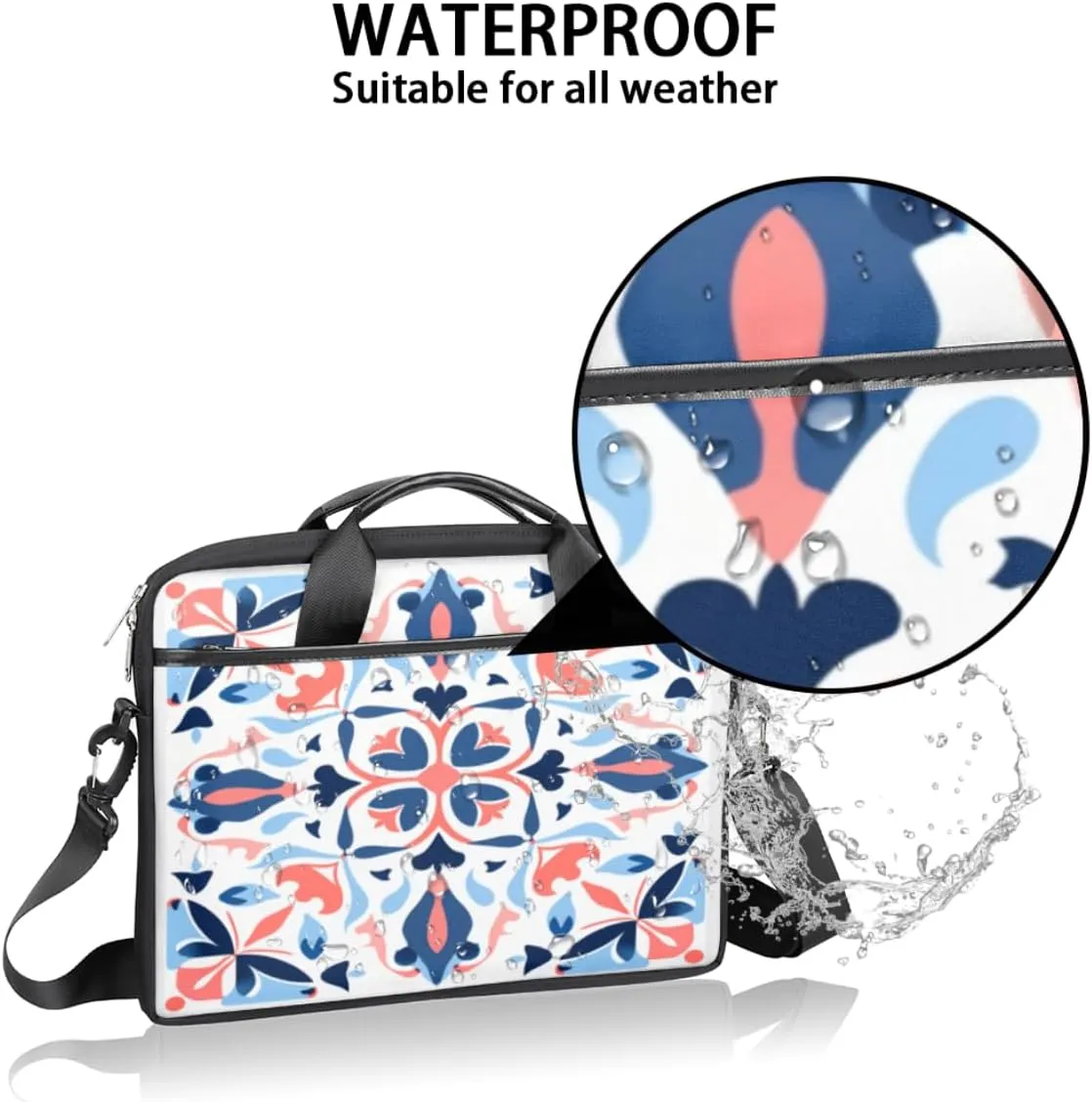 Black And White Butterfly Laptop Bag for Men Women 13-15 Inch Case Bags Sleeve Shoulder with Anti Slip Removable