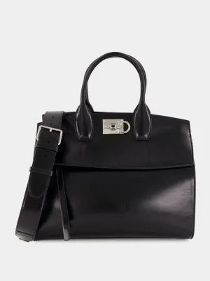 Black Leather Medium Handbag