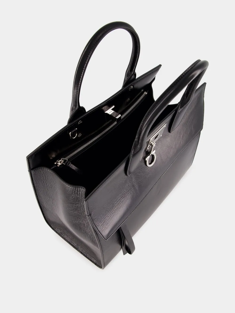 Black Leather Medium Handbag