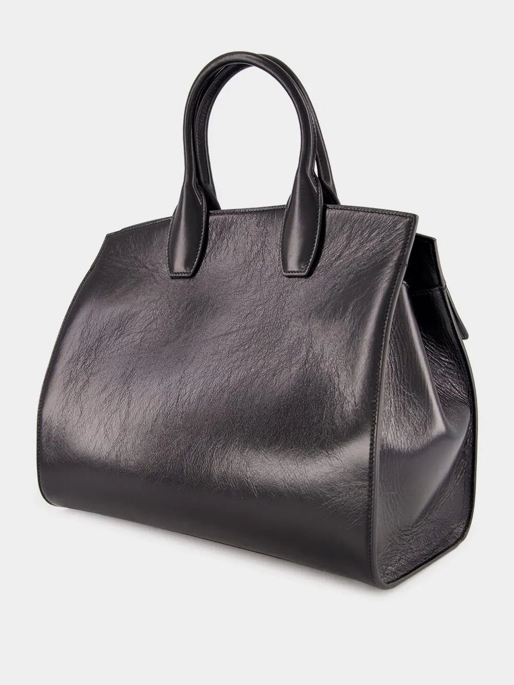 Black Leather Medium Handbag