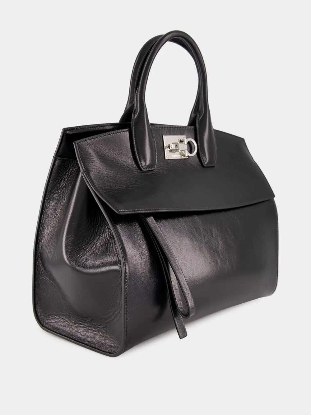 Black Leather Medium Handbag