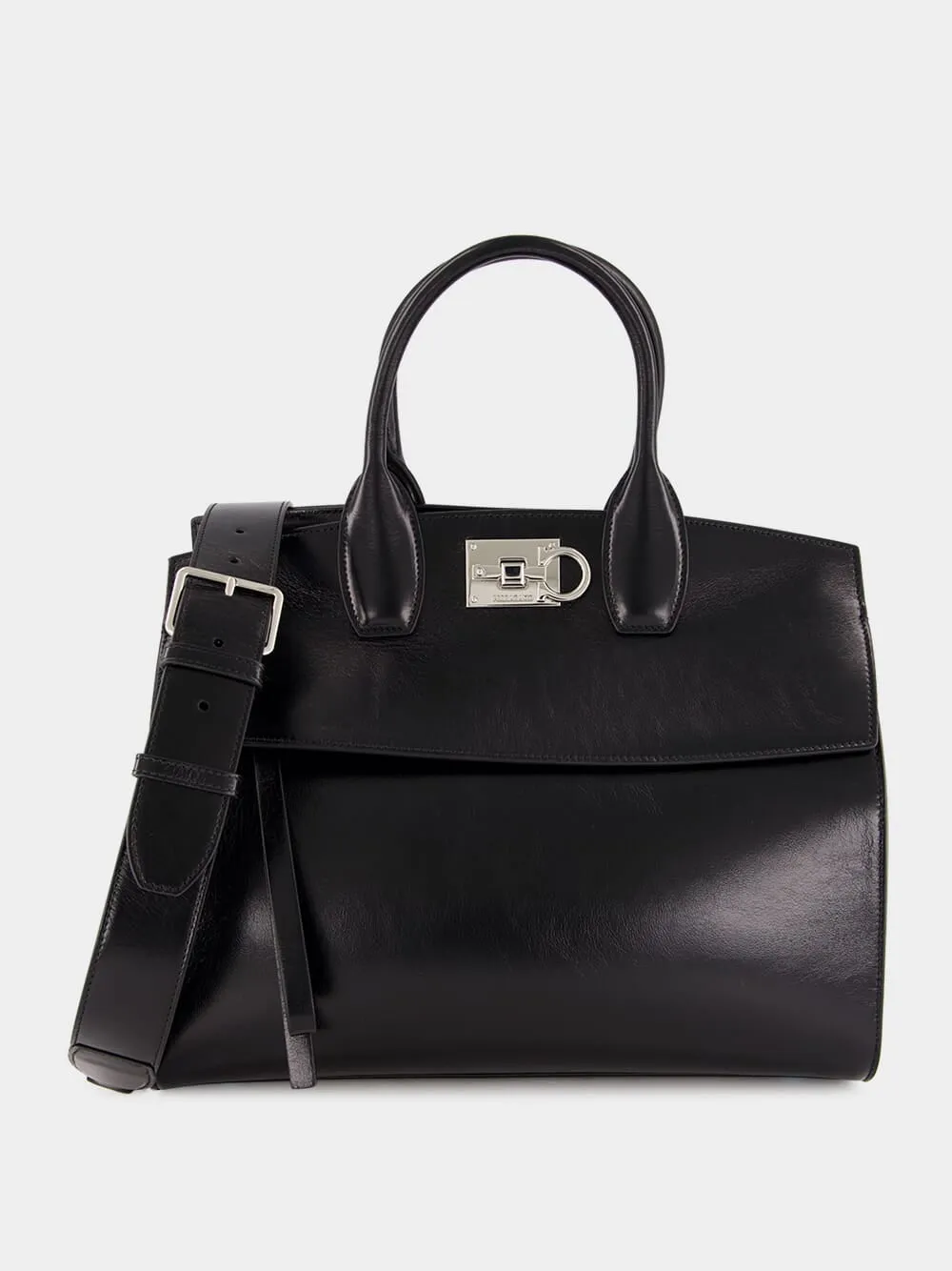 Black Leather Medium Handbag