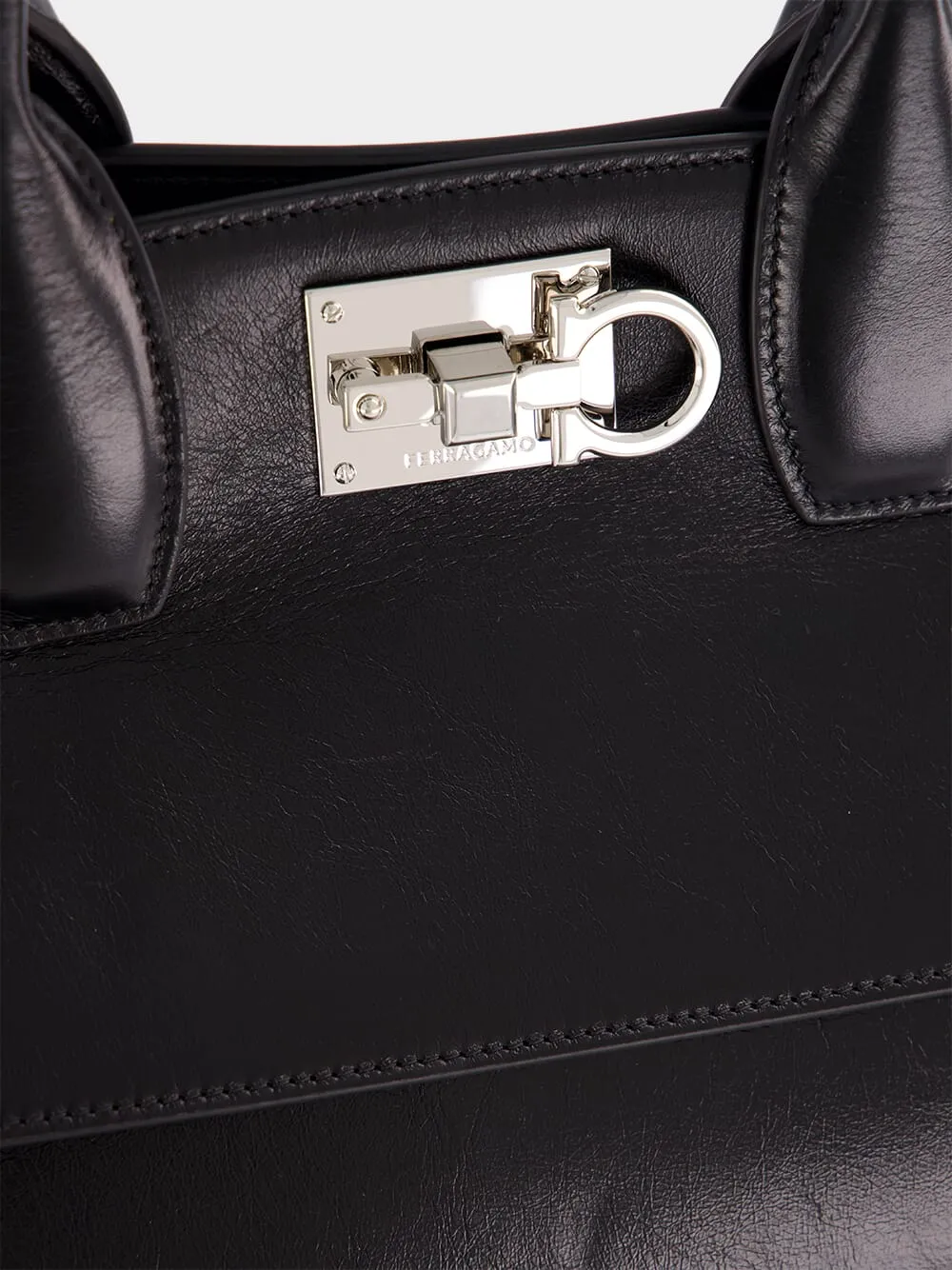 Black Leather Medium Handbag