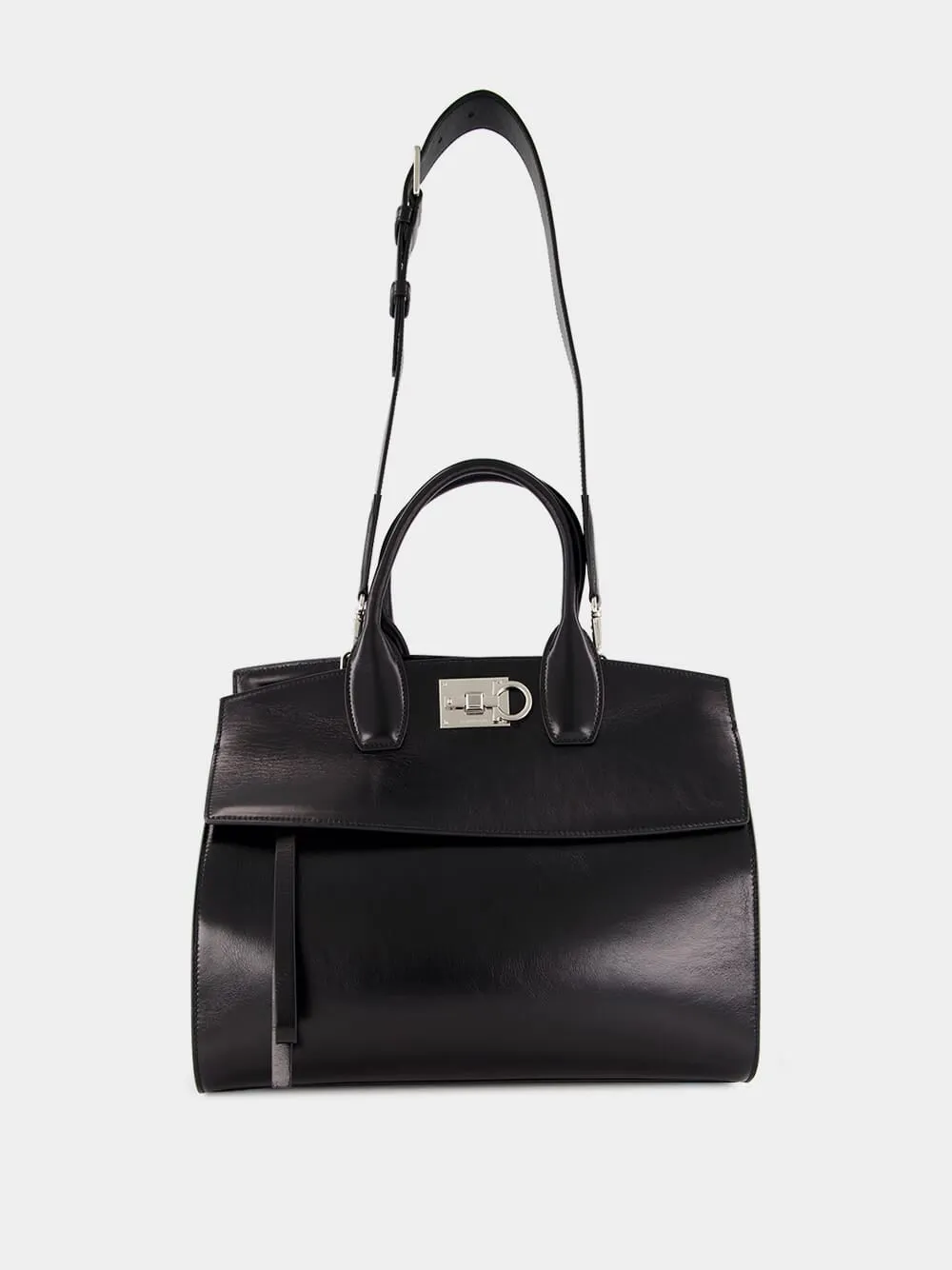 Black Leather Medium Handbag