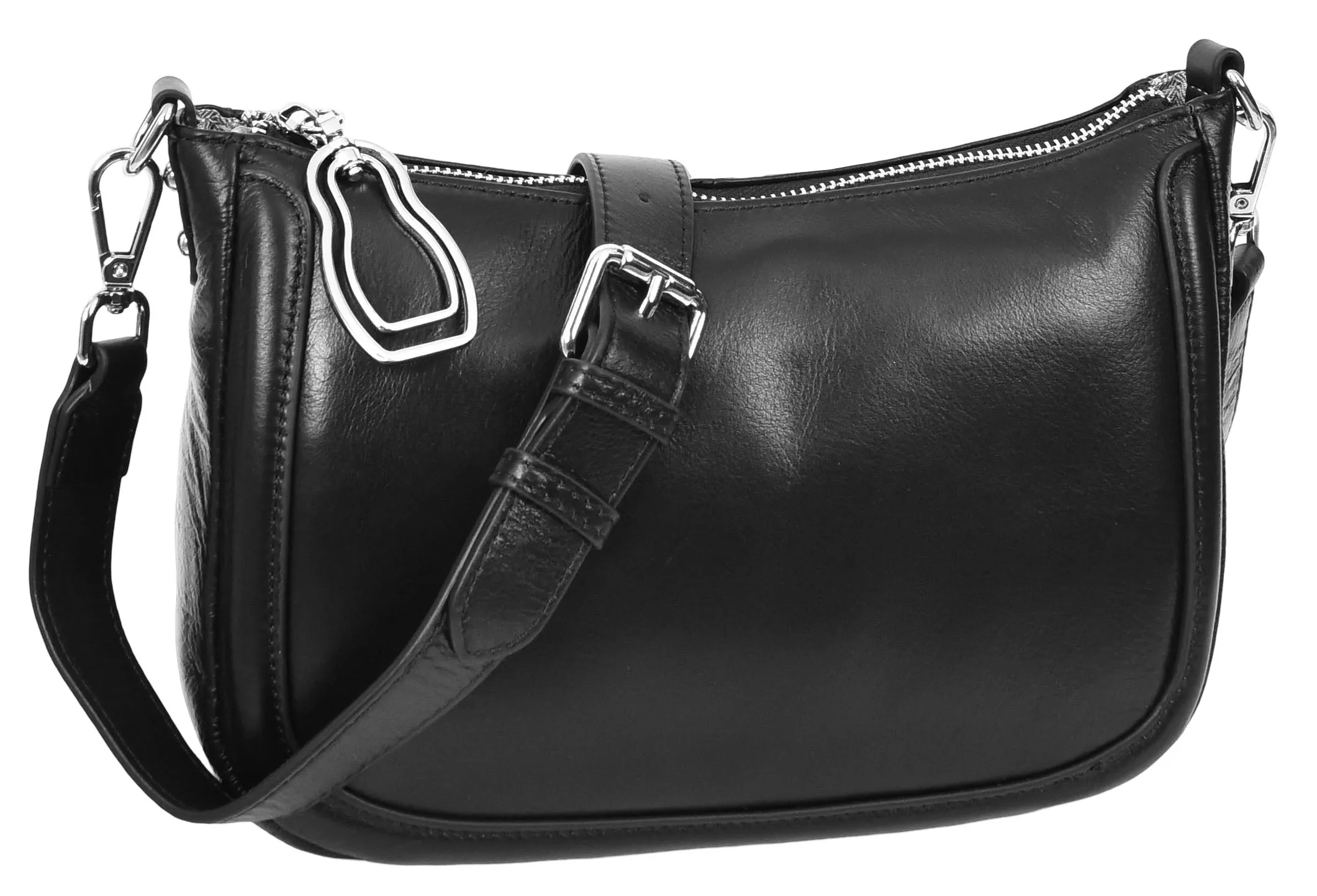 Blingstrap Women Leather Cross-Body Strap Handbag Black