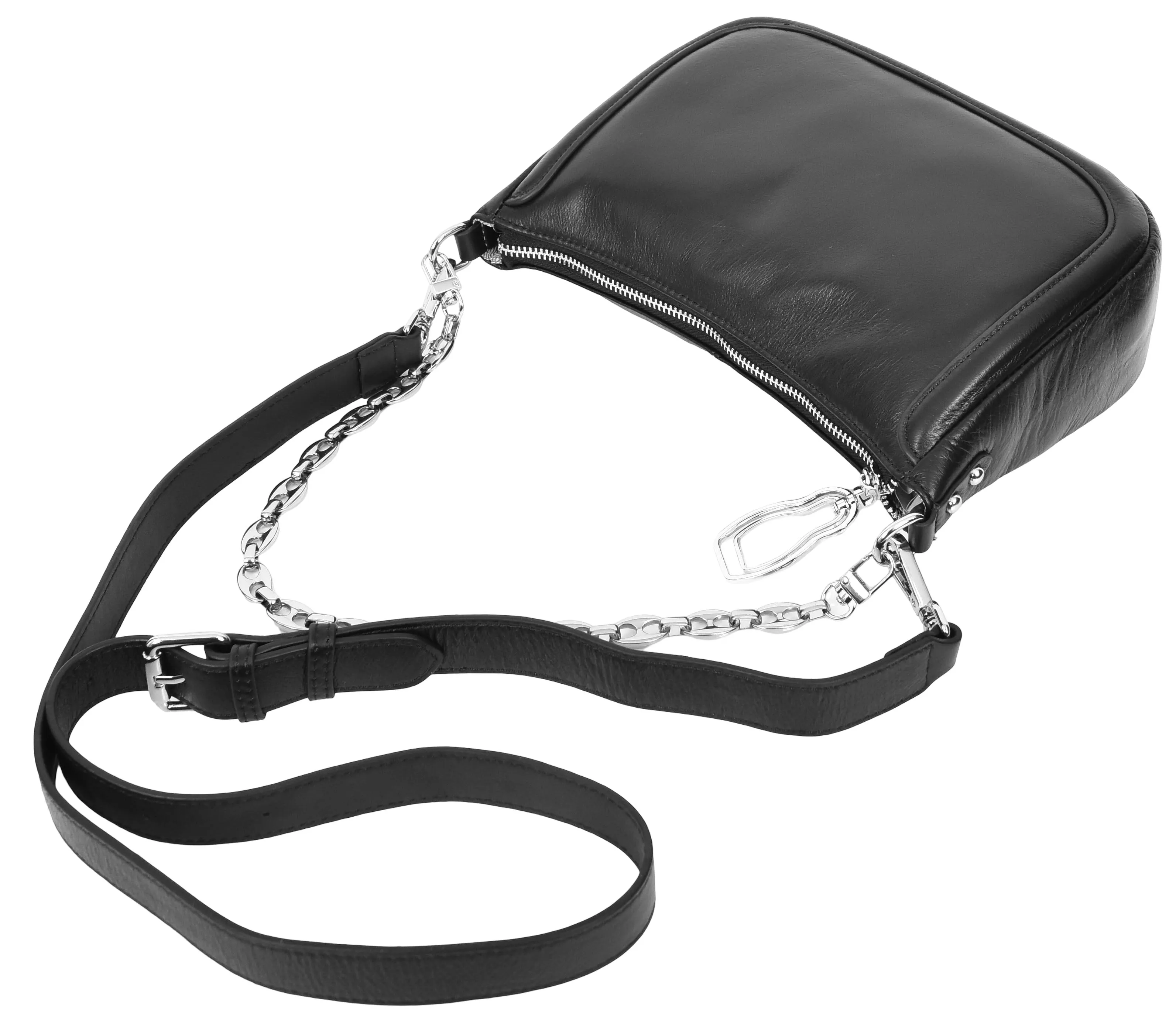 Blingstrap Women Leather Cross-Body Strap Handbag Black