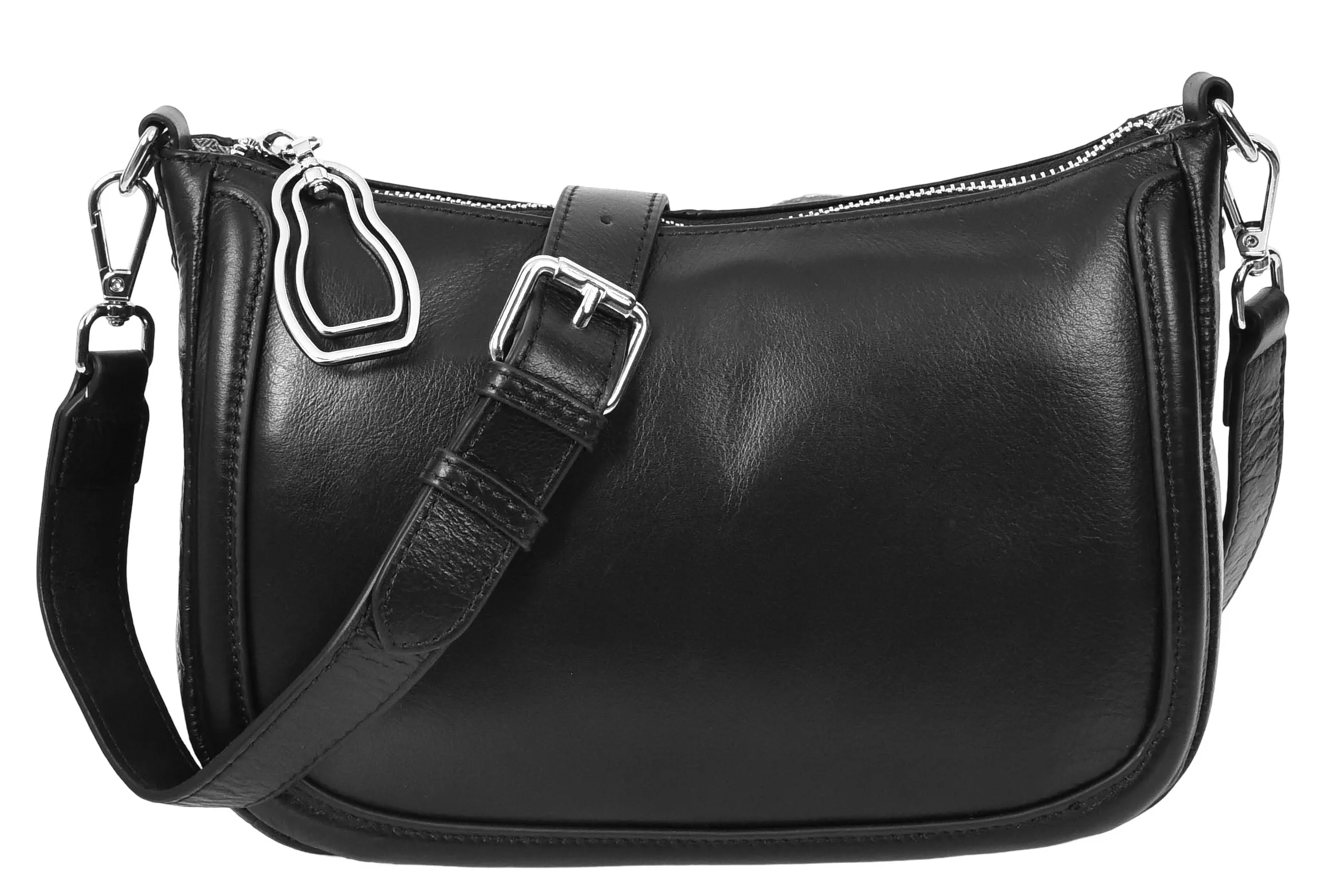 Blingstrap Women Leather Cross-Body Strap Handbag Black