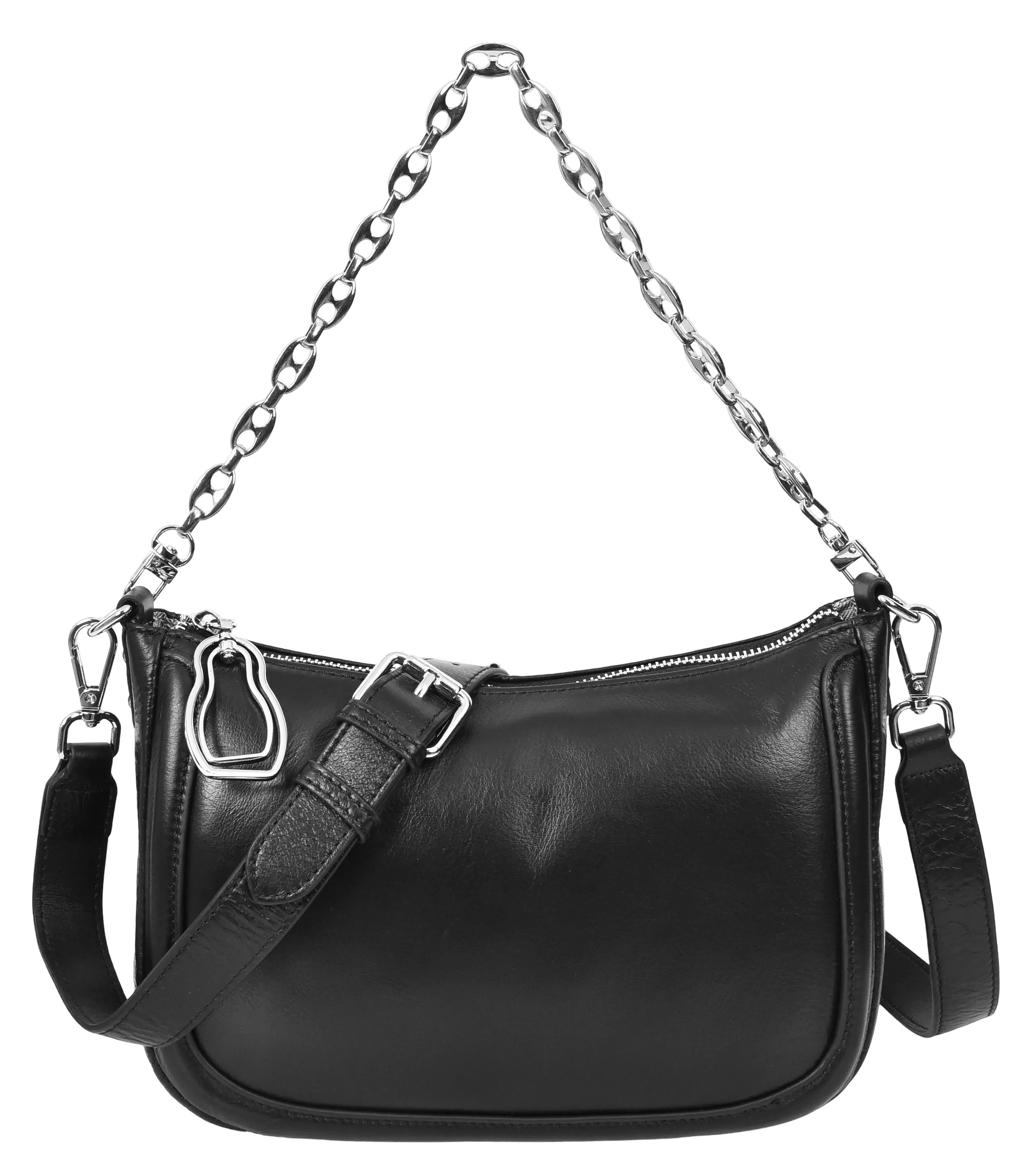 Blingstrap Women Leather Cross-Body Strap Handbag Black