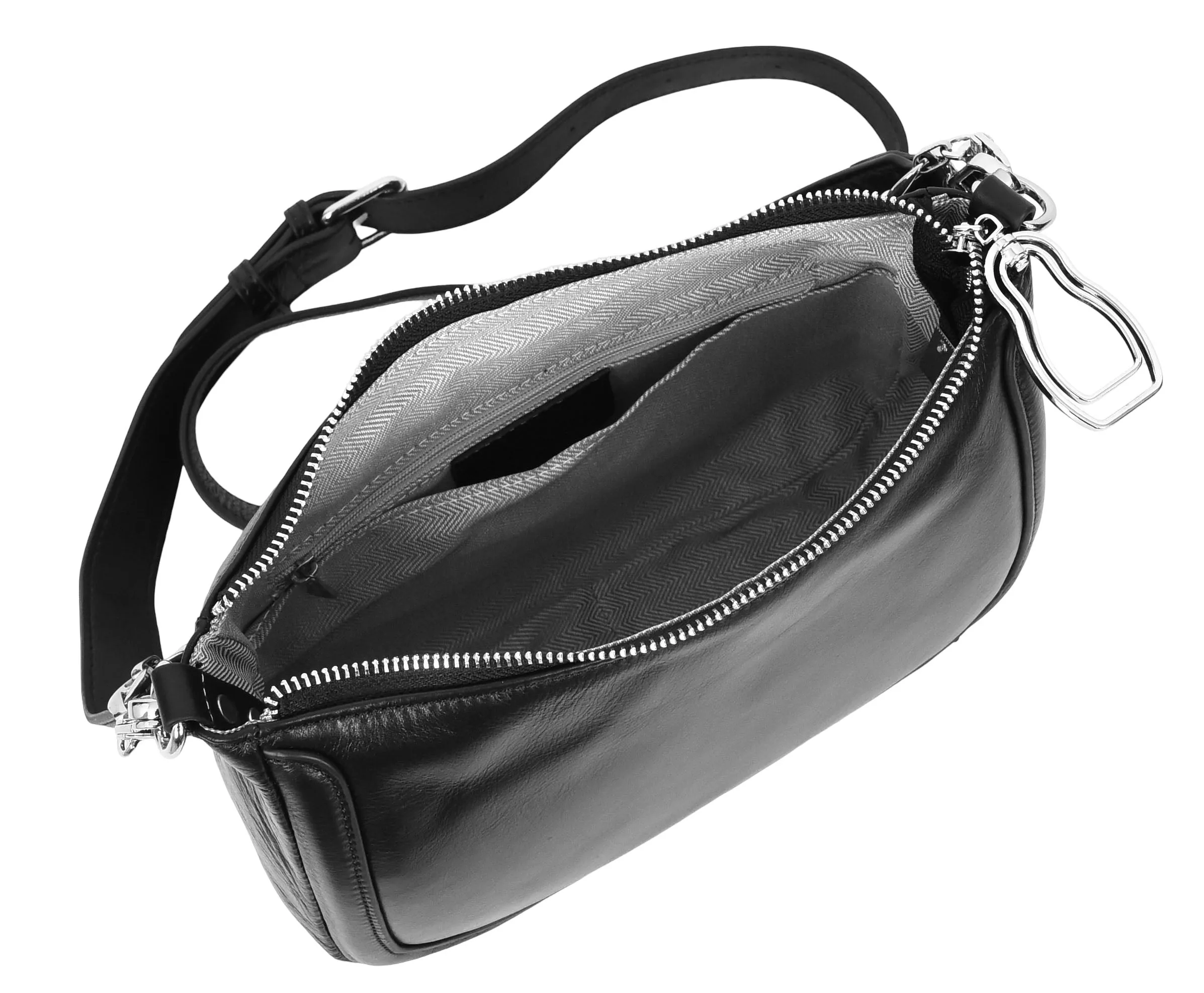 Blingstrap Women Leather Cross-Body Strap Handbag Black