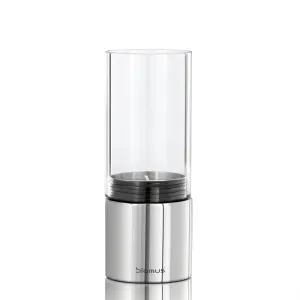 Blomus Tealight Holder: Polished Stainless-Steel with Clear Glass FARO