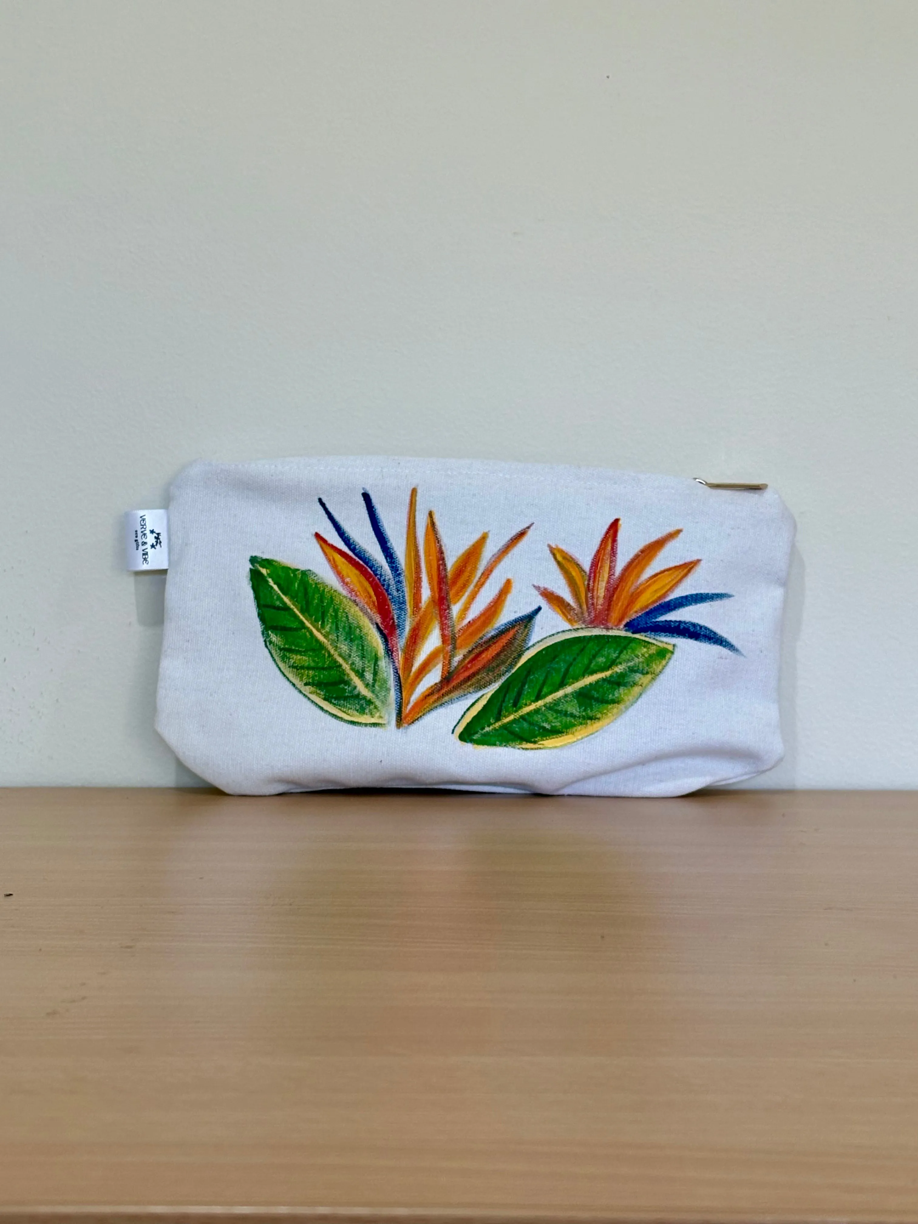 Blooming Bird of Paradise - Hand Painted, Canvas Tote Bag