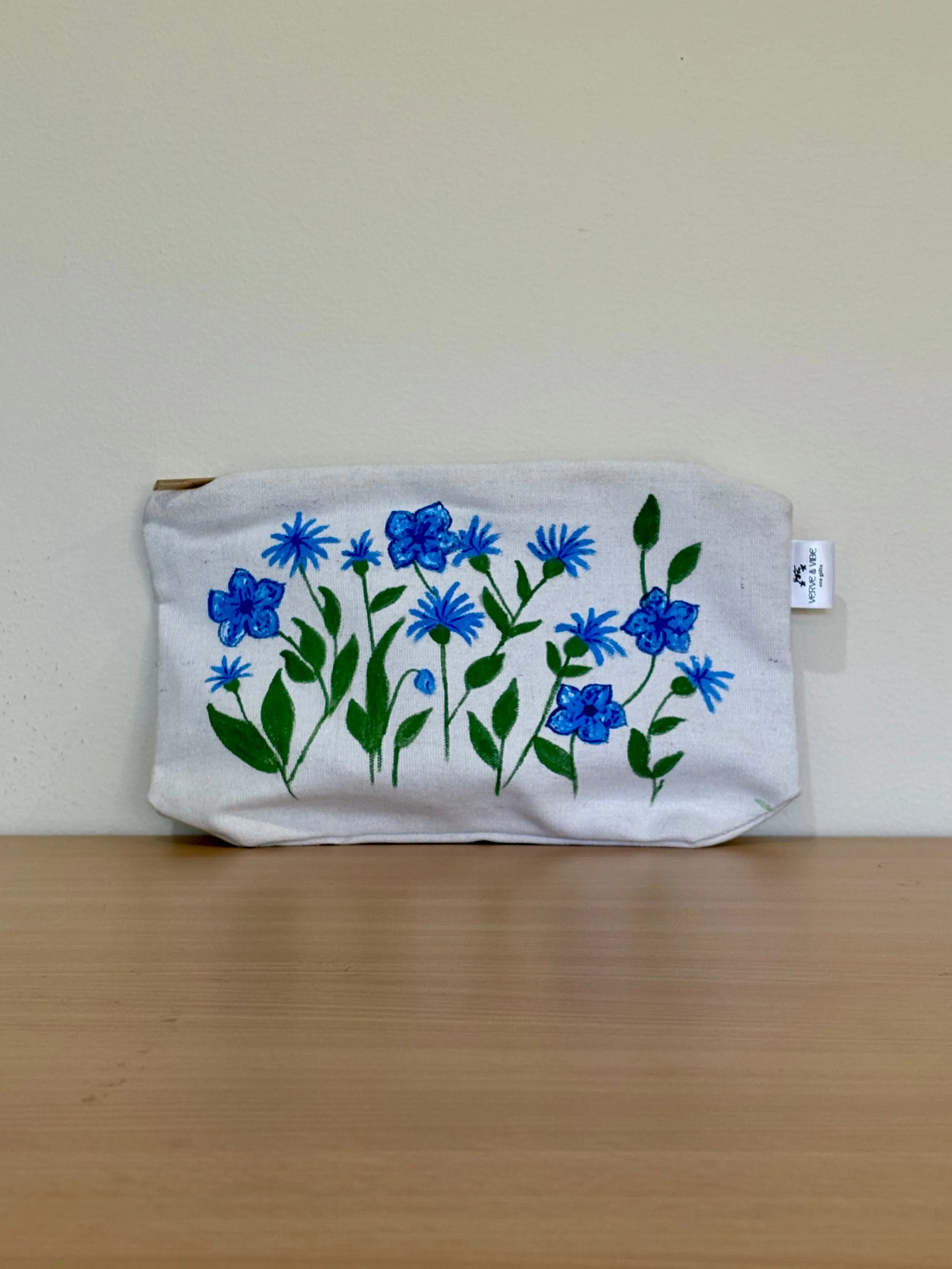 Blue Blossoms - Hand Painted, Canvas Tote Bag