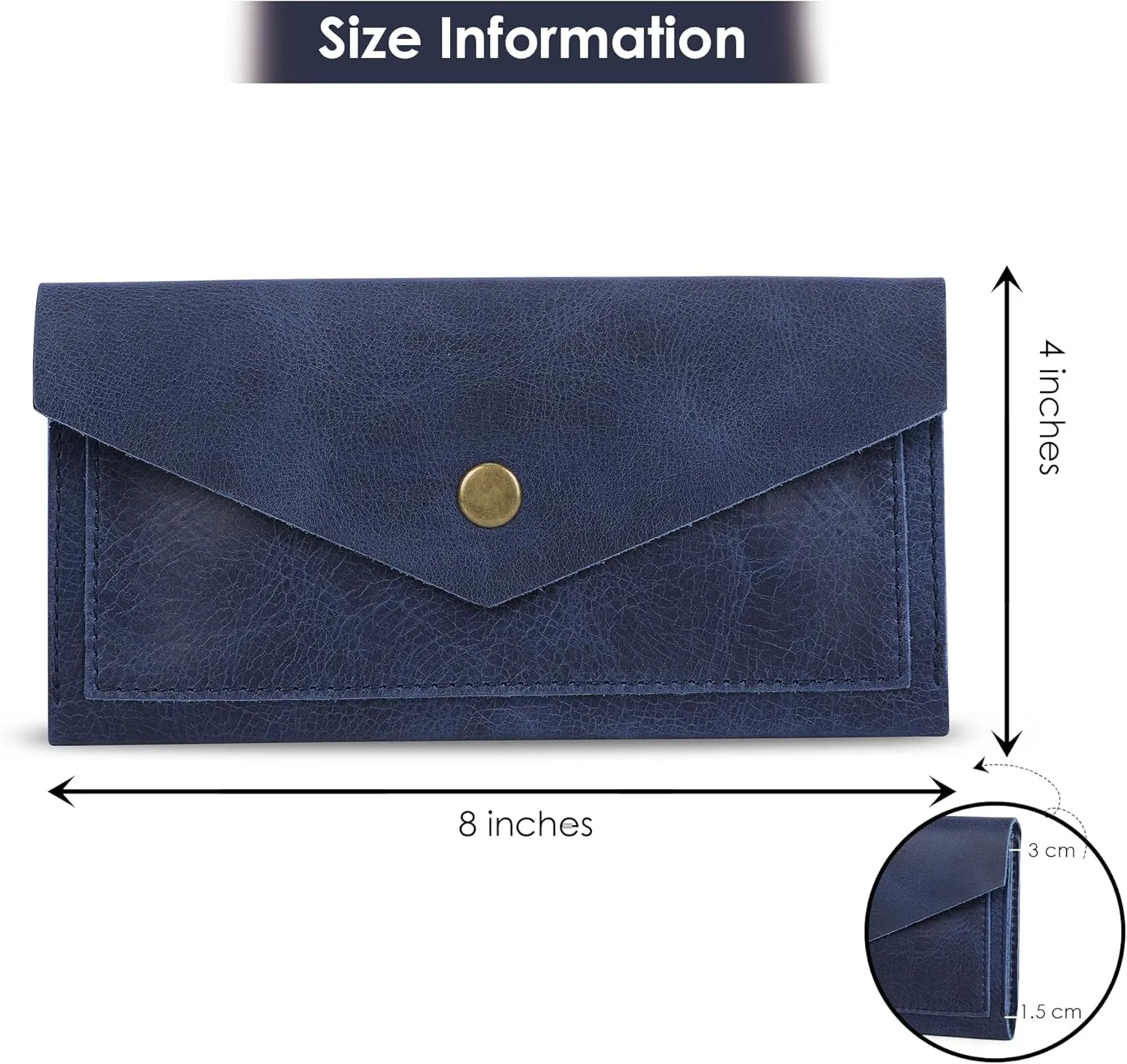 Blue Leather Cash Envelopes for Money Pouch Currency Holders - Soft Leather Money Bag Mobile Holder for Travel - Genuine Leathers Wallets for Women Money Bag - Travel Money Pouch Cash Holder