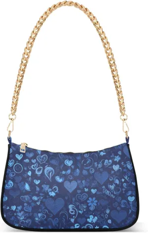 Blue Romantic Flowers trendy chain small shoulder bags handbags for women for essentials for women