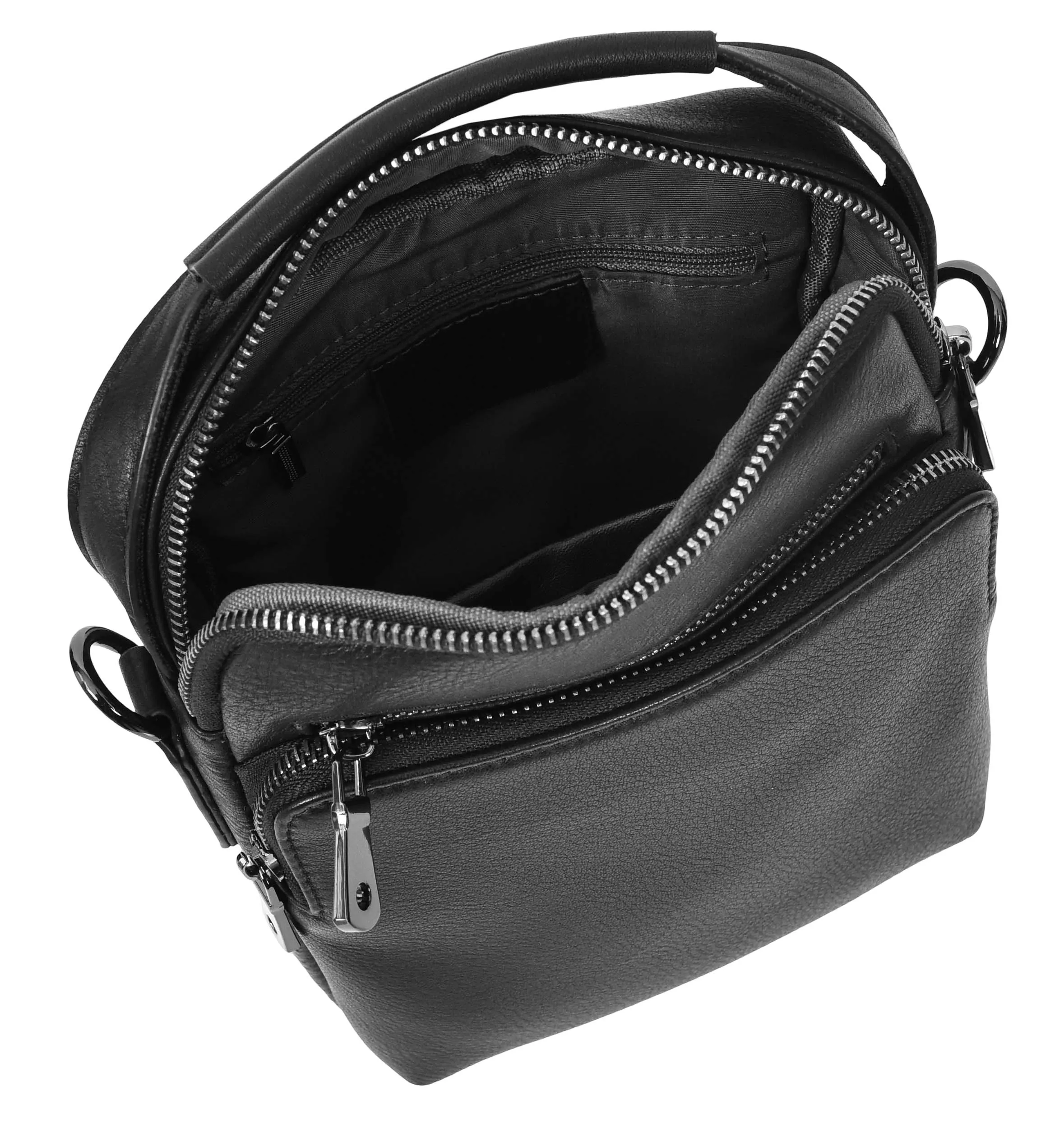 Bodymate Men's Small Leather Cross-Body Organiser Bag Black