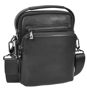 Bodymate Men's Small Leather Cross-Body Organiser Bag Black