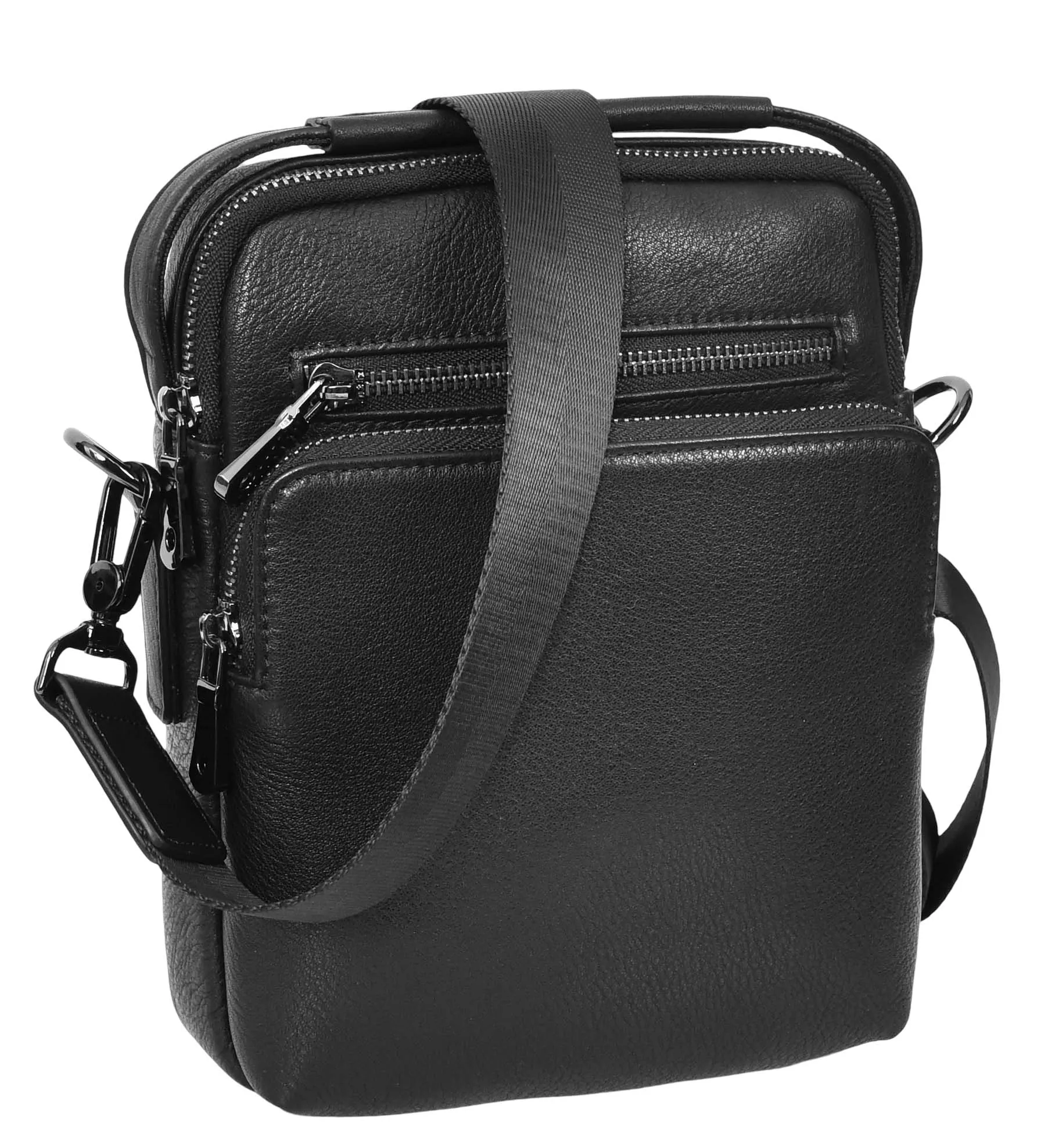 Bodymate Men's Small Leather Cross-Body Organiser Bag Black