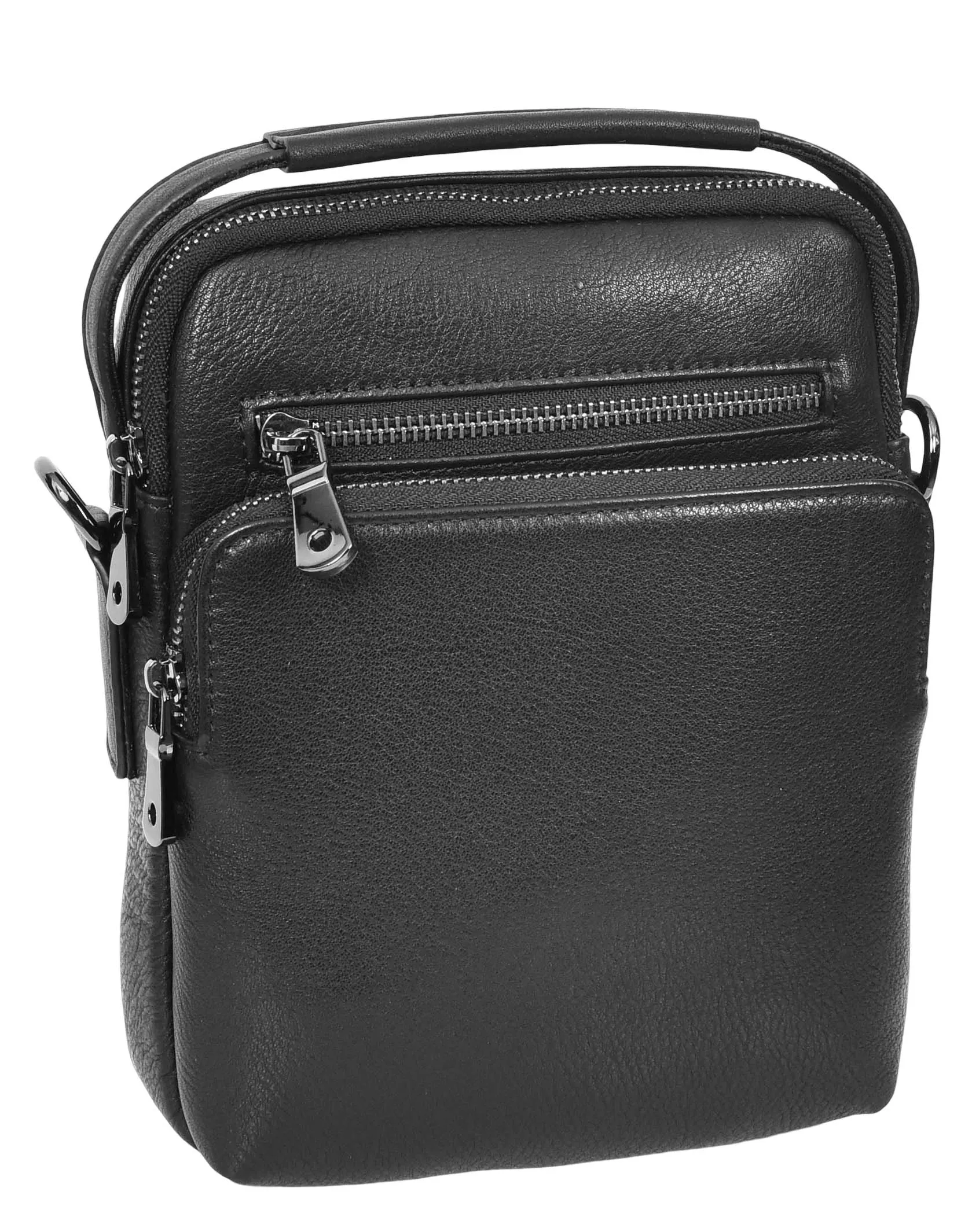 Bodymate Men's Small Leather Cross-Body Organiser Bag Black