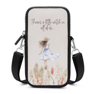 Boho Girl Cell Phone Crossbody Pouch, Personalized Crossbody Pouch