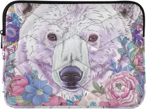 Boho White Bear Peach Laptop Sleeve Case 15-16 Inch Concise Laptop Case Bag for Travel Business