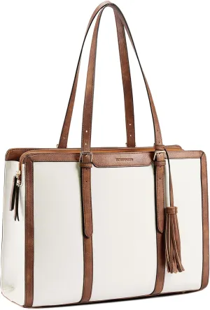 BOSTANTEN Laptop Tote Bag for Women Work Bag Professional 15.6 inch Leather Briefcase Business Office Purse Shoulder Bags