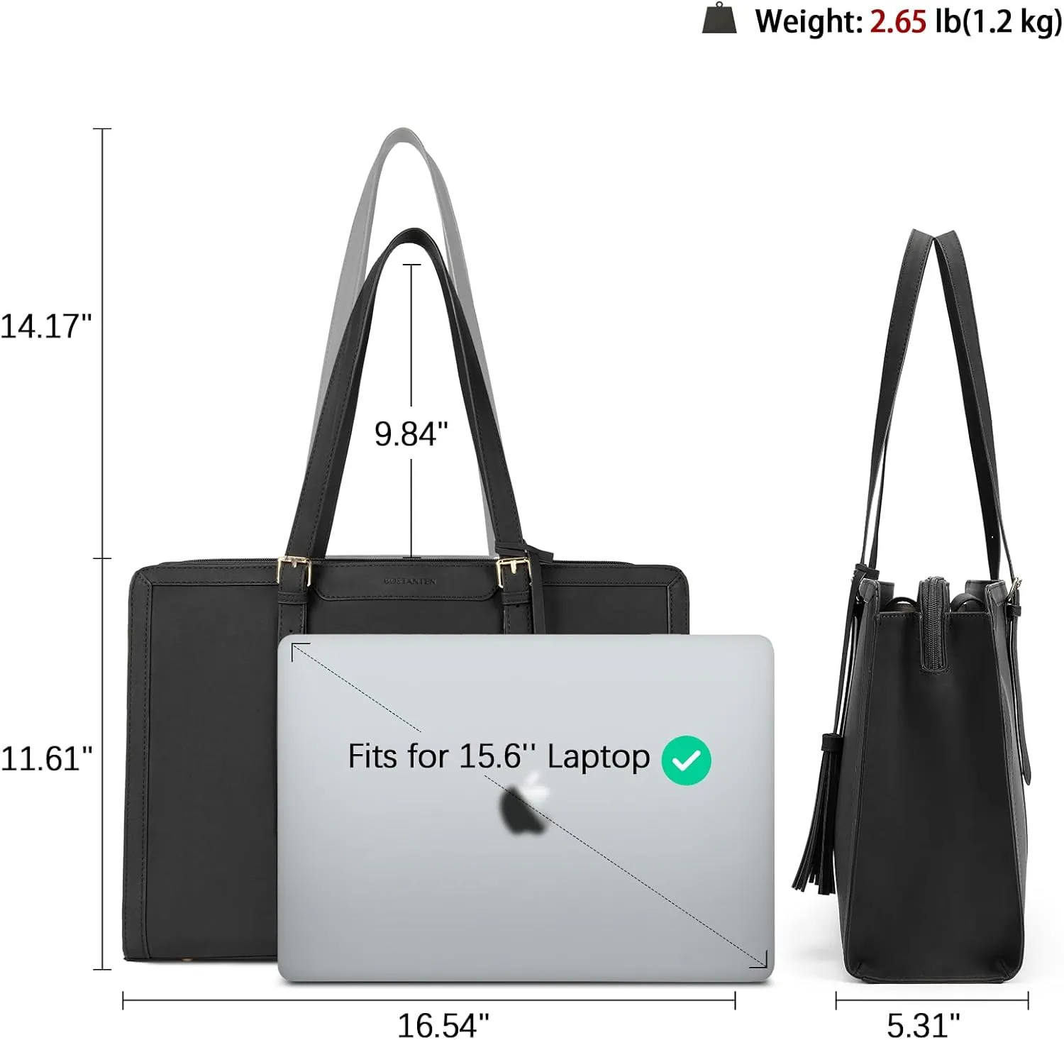 BOSTANTEN Laptop Tote Bag for Women Work Bag Professional 15.6 inch Leather Briefcase Business Office Purse Shoulder Bags