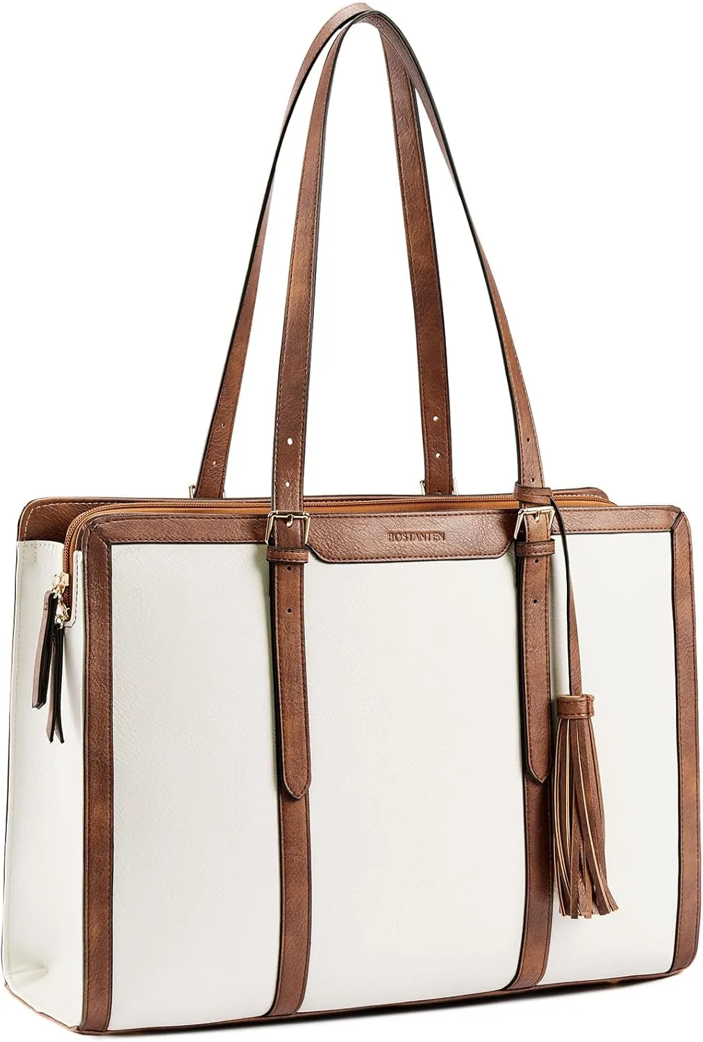 BOSTANTEN Laptop Tote Bag for Women Work Bag Professional 15.6 inch Leather Briefcase Business Office Purse Shoulder Bags